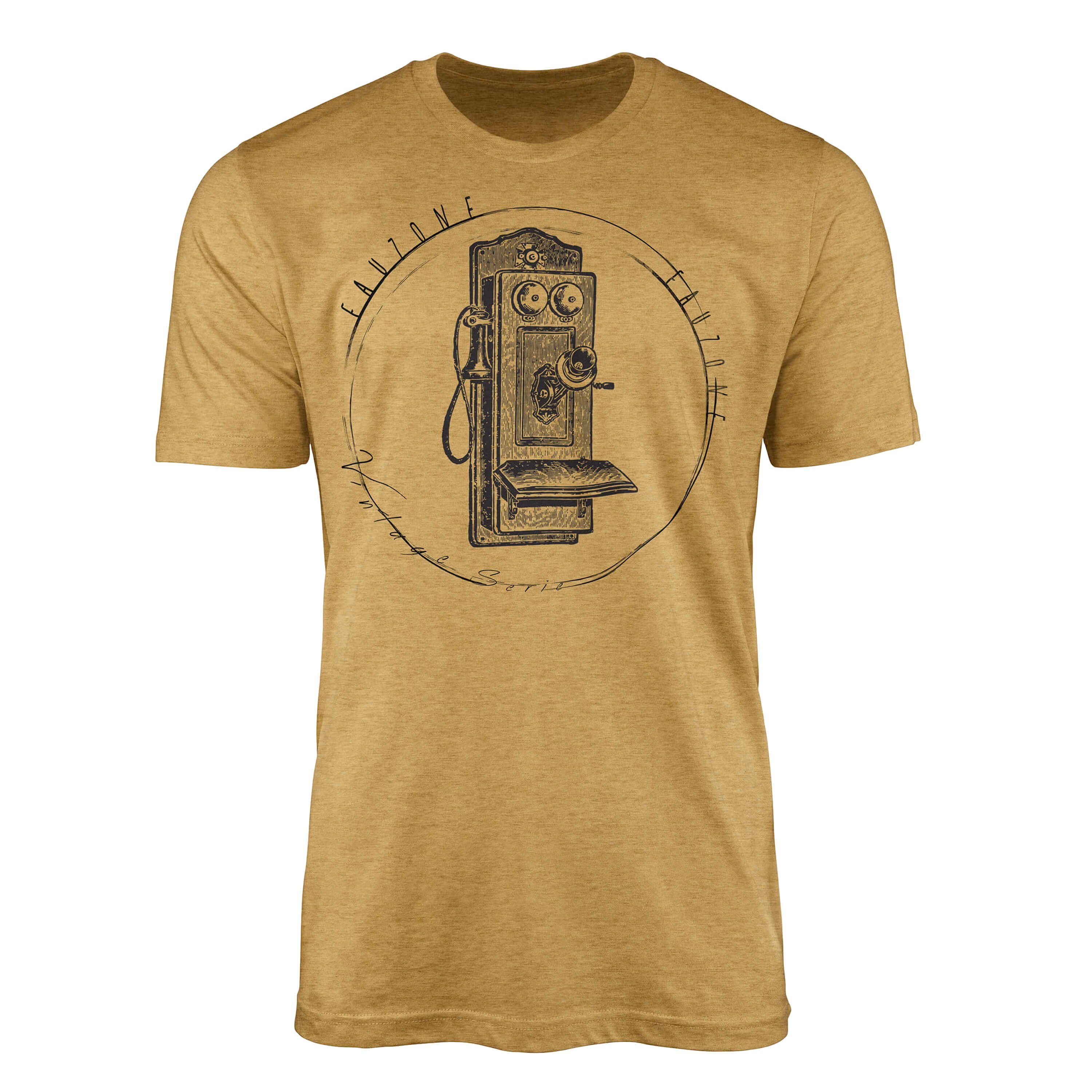 Sinus Art T-Shirt Vintage Herren T-Shirt Telefonkasten Antique Gold
