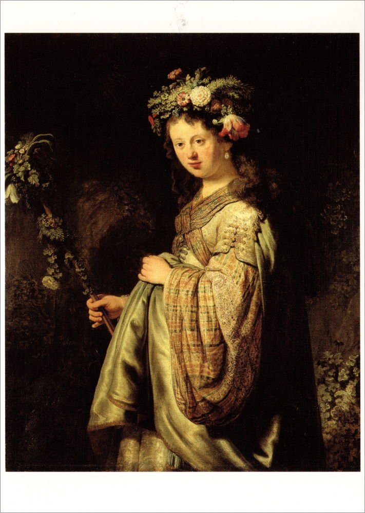 Kunstkarte Rembrandt Postkarte "Flora"