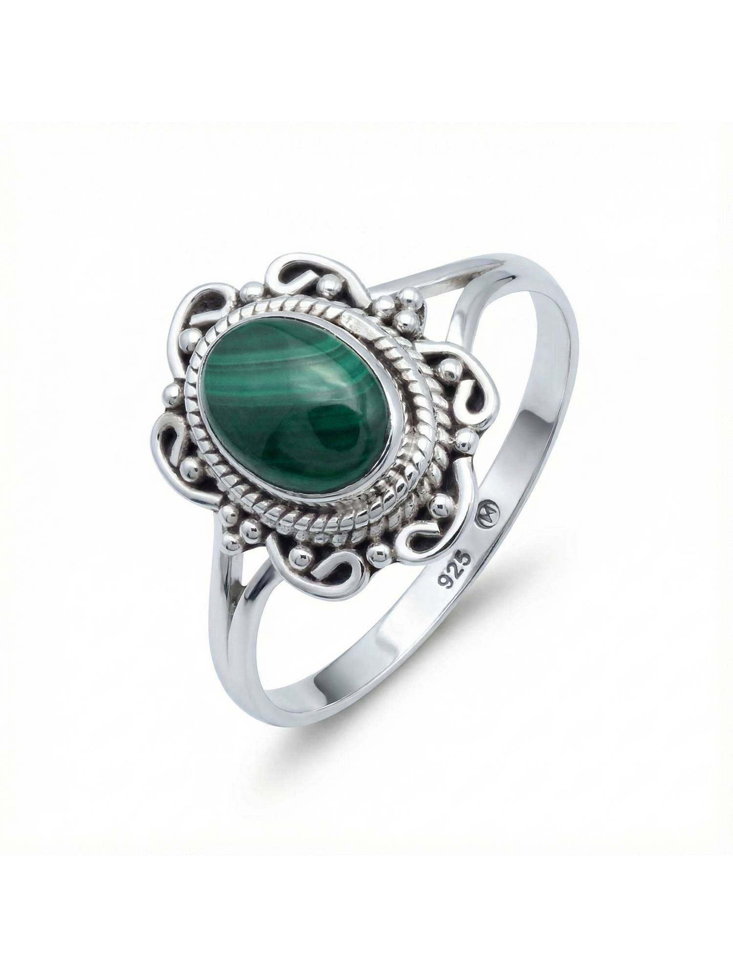 Silberring BANGAWAN aus 925 Silber mit Malachit