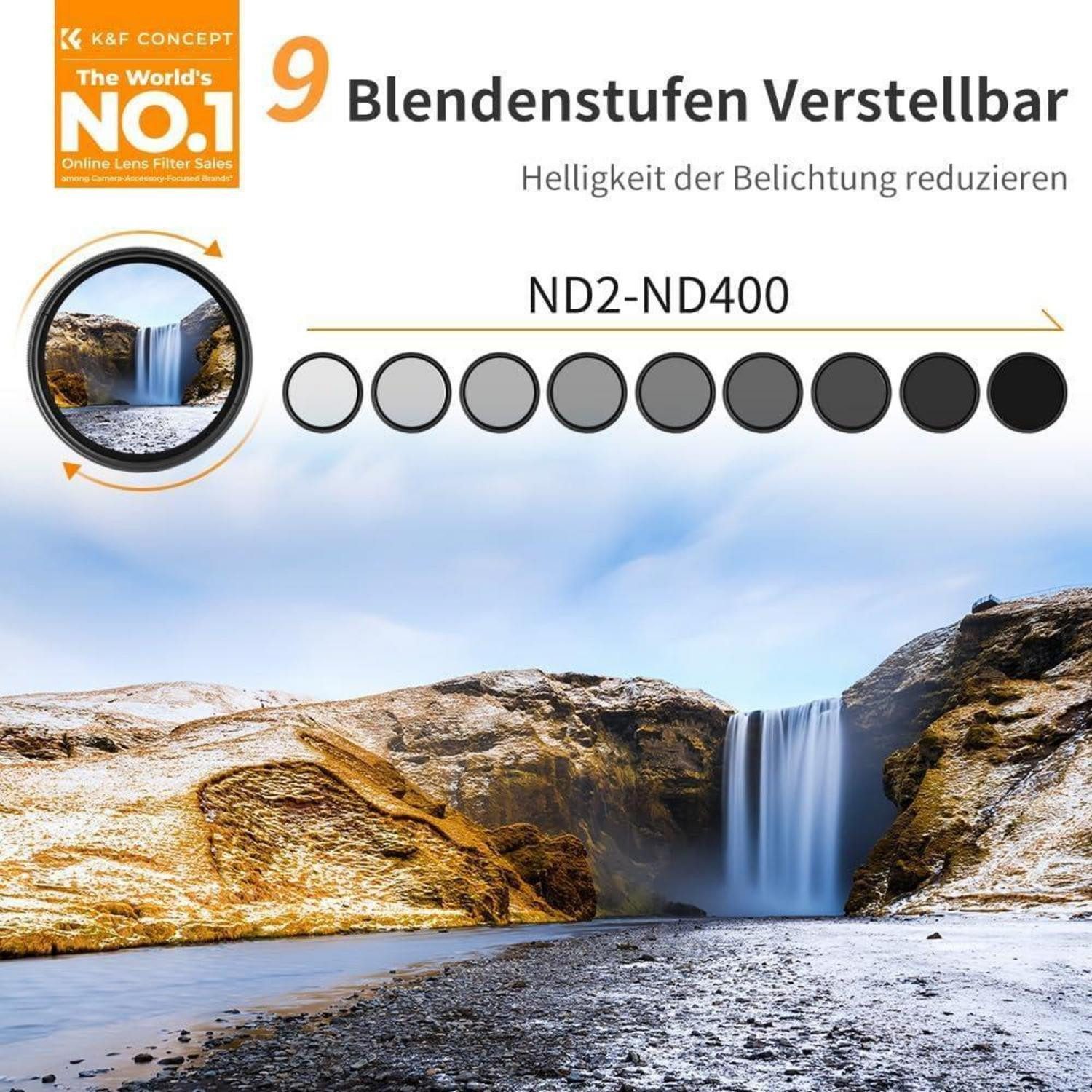 LuxusKollektion 67mm Variabler ND Filter ND2-ND400 Slim Neutral Graufilter Graufilter