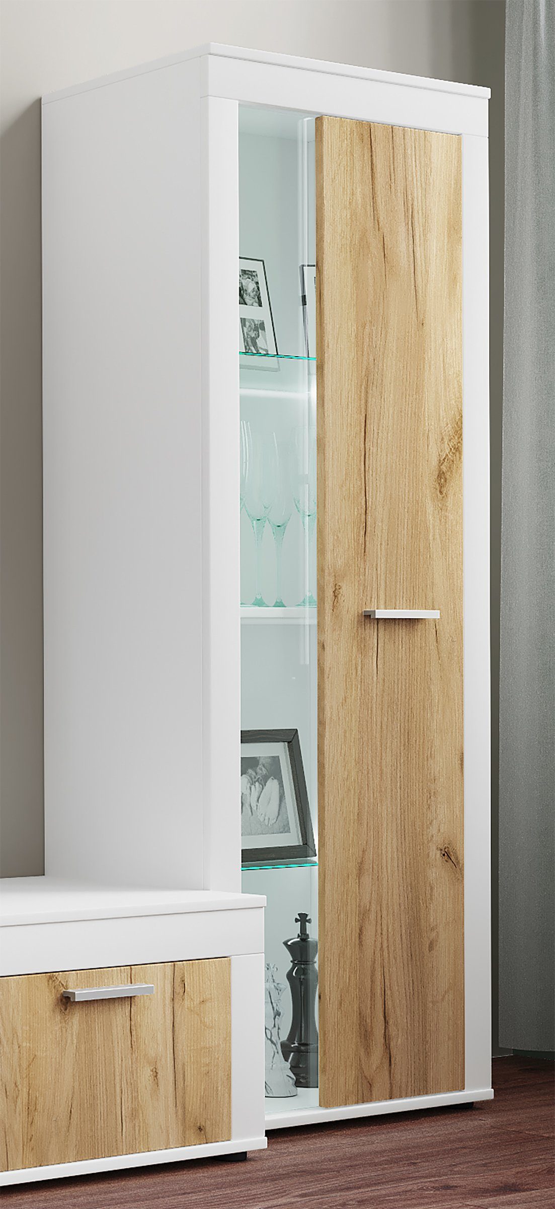VCM Kommode Sideboard Usilo H. 159 x B. 60 x T. 35 cm, Holz Kommode, Sideboard mit Drehtüren, Anrichte