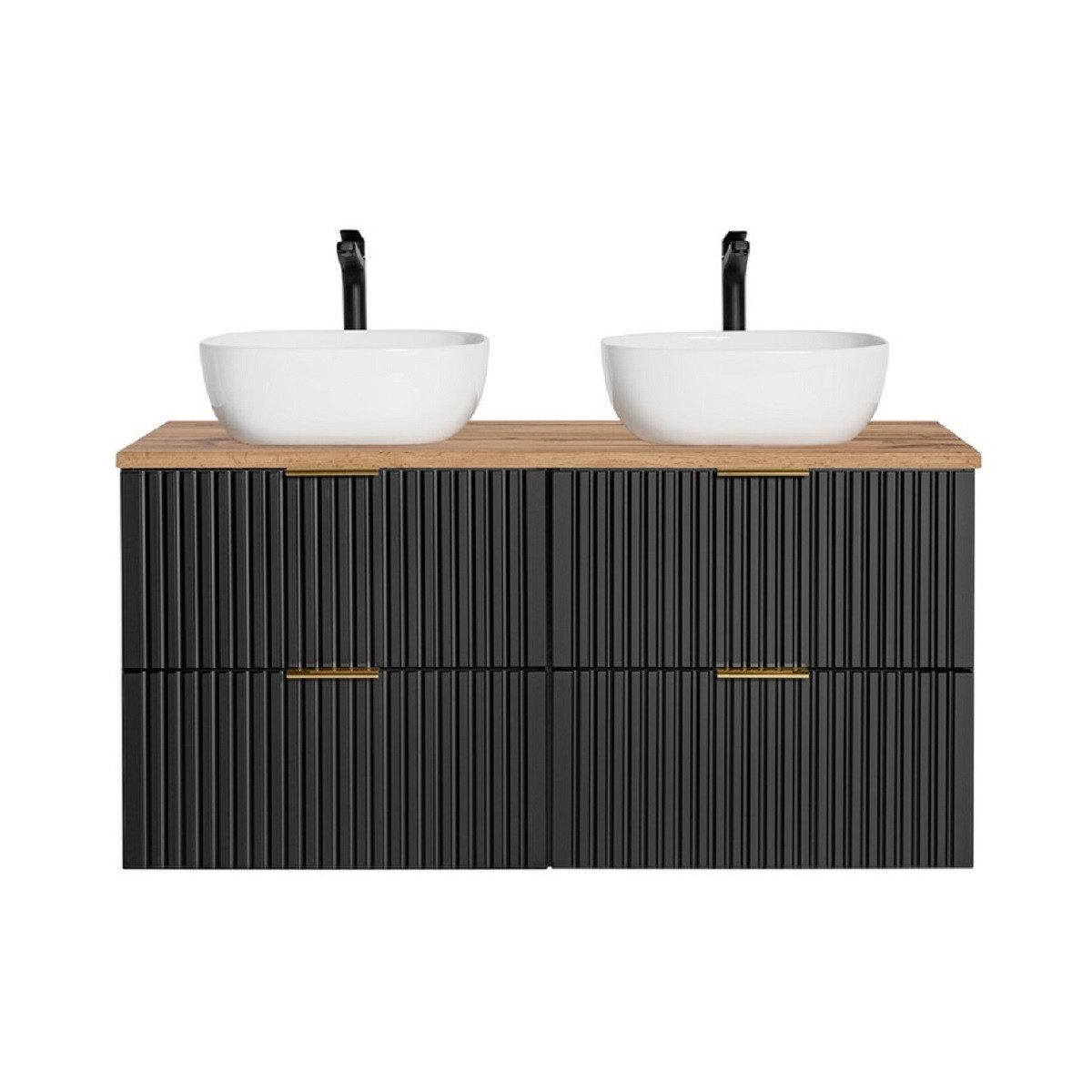Badmöbel-Set - Adel Black A - mit 2 Waschtischunterschrank mit 2 Schubladen 60cm
