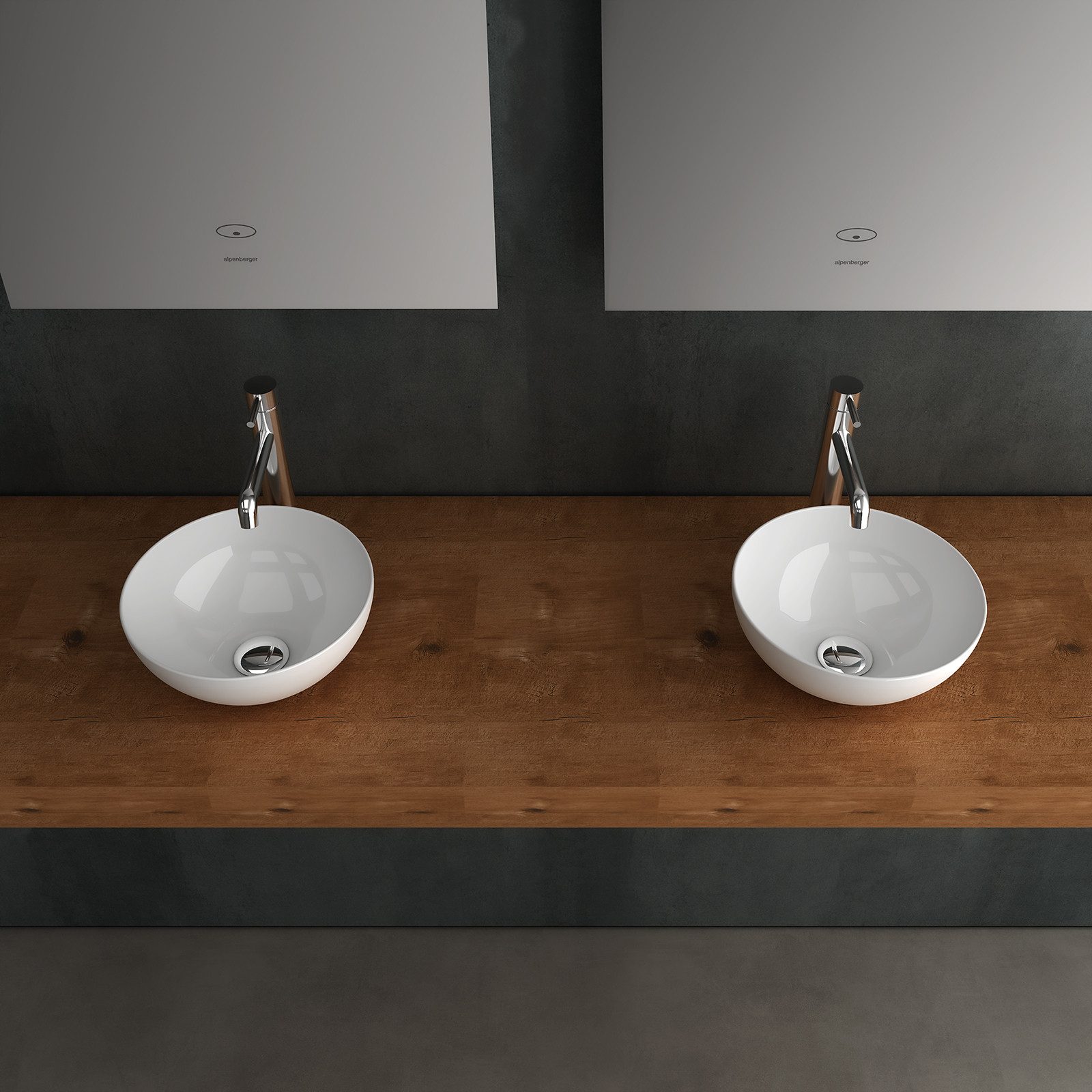 Alpenberger Aufsatzwaschbecken Gäste WC Waschbecken Klein - Waschschale Rund, Waschschüssel (Keramik Handwaschbecken, Aufsatzbecken mit Nano), Miniwaschbecken Schale ohne Hahnloch