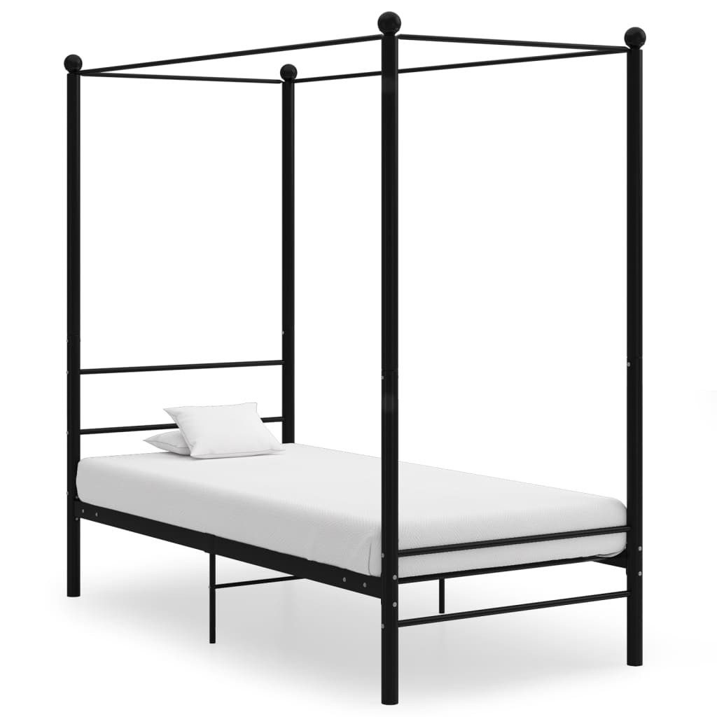 furnicato Bettgestell Himmelbett Schwarz Metall 100x200 cm (1-tlg)