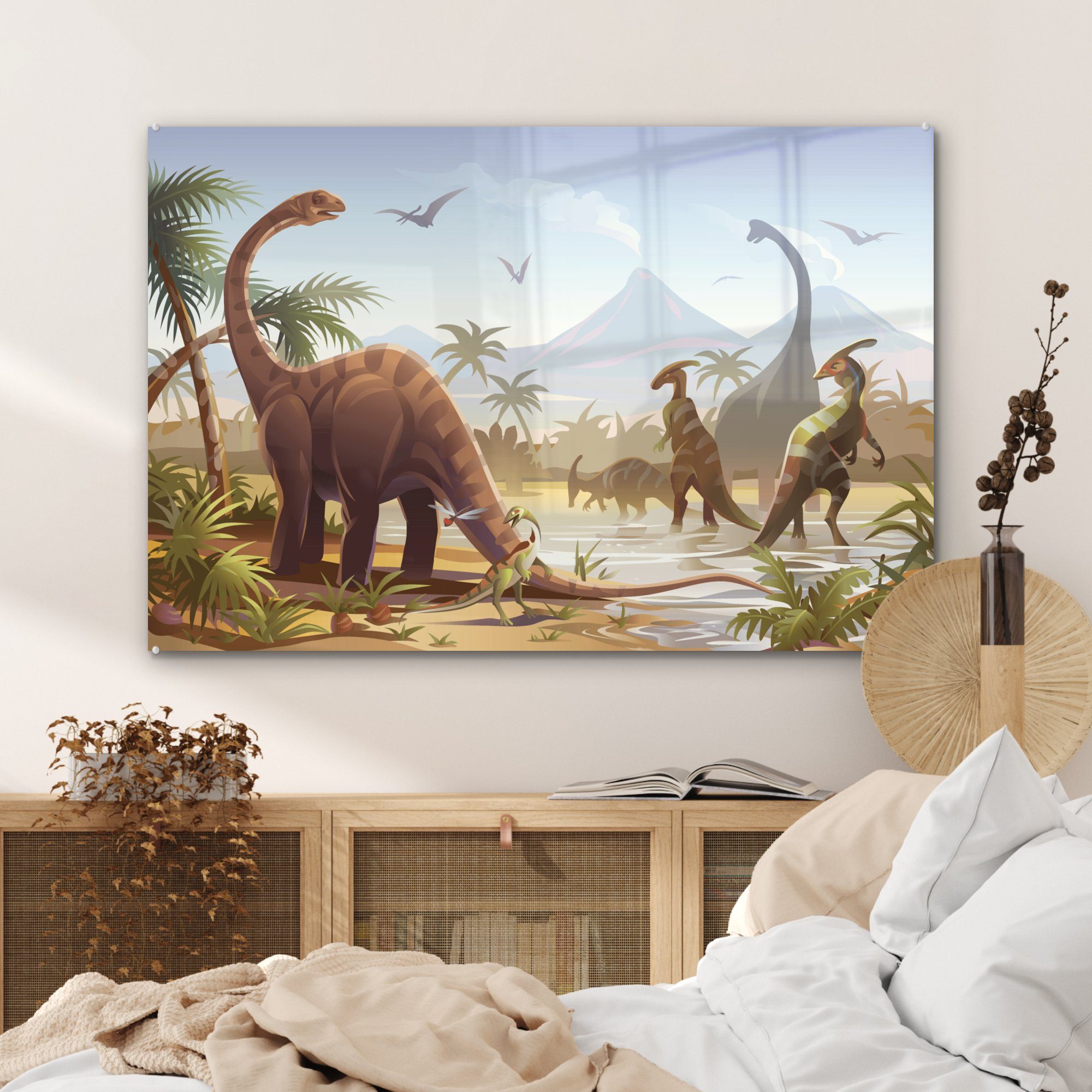 Dinosaurier, Acrylglasbild Schlafzimmer Wasser - Kinderzimmer Acrylglasbilder St), (1 MuchoWow Wohnzimmer - &