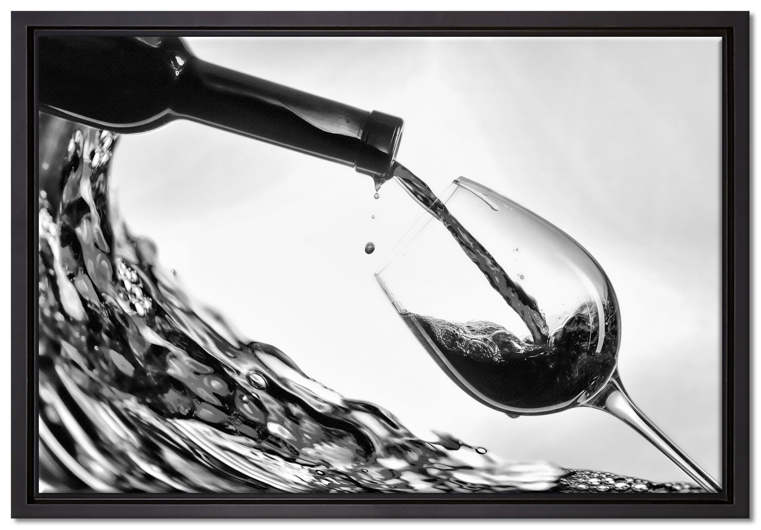 Pixxprint Leinwandbild Wein, Wanddekoration (1 St), Leinwandbild fertig bespannt, in einem Schattenfugen-Bilderrahmen gefasst, inkl. Zackenaufhänger