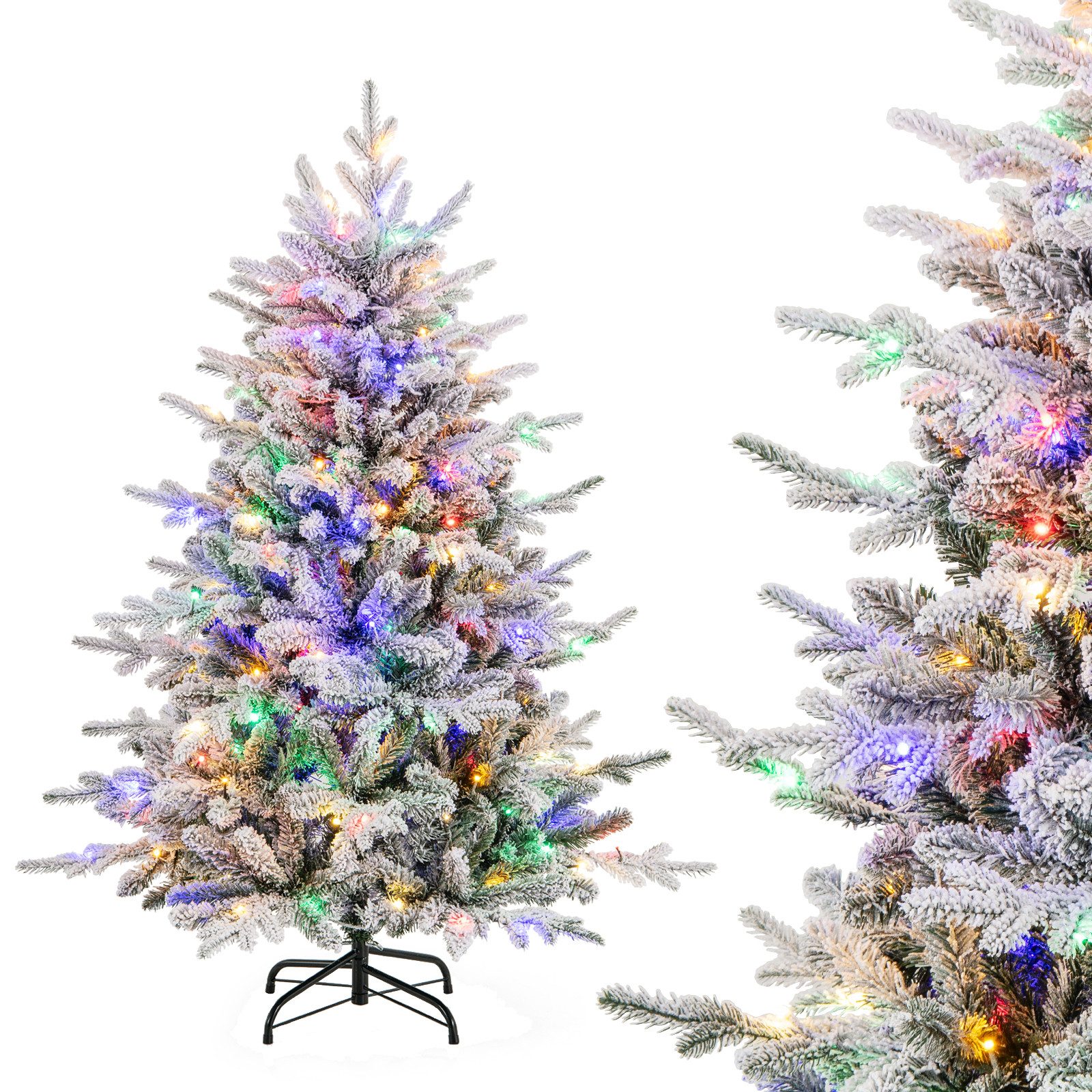 COSTWAY Künstlicher Weihnachtsbaum, 147cm mit 160 LEDs, 436 Spitzen & Ständer