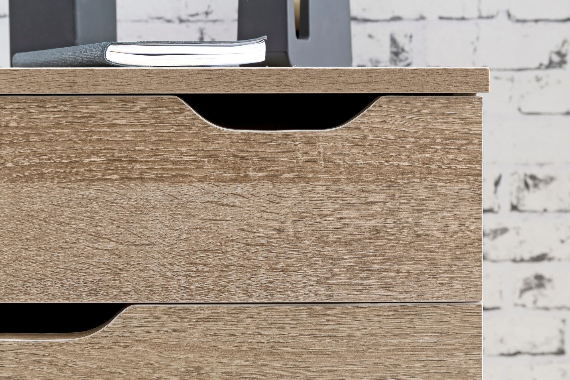 FineBuy Rollcontainer Holz 40x60x40cm Schubladenschrank Büro Container, Schreibtischcontainer mit vier Schubladen, Bürocontainer Beistellcontainer mit Rollen, K – Bild 5 von 5