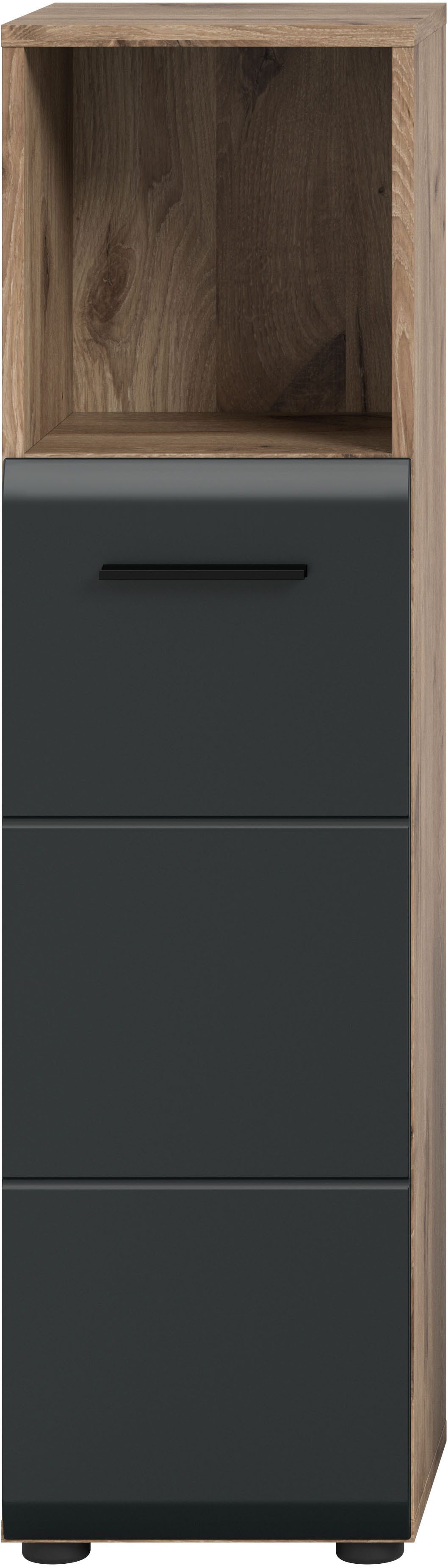 welltime Midischrank FLORENZ, TOPSELLER!, Höhe 110 cm, 1 Tür, 2 Fachböden, 1 offenes Fach (1-St., TOPSELLER) Türanschlag wechselbar, hochwertige MDF Front, Badschrank, Bad