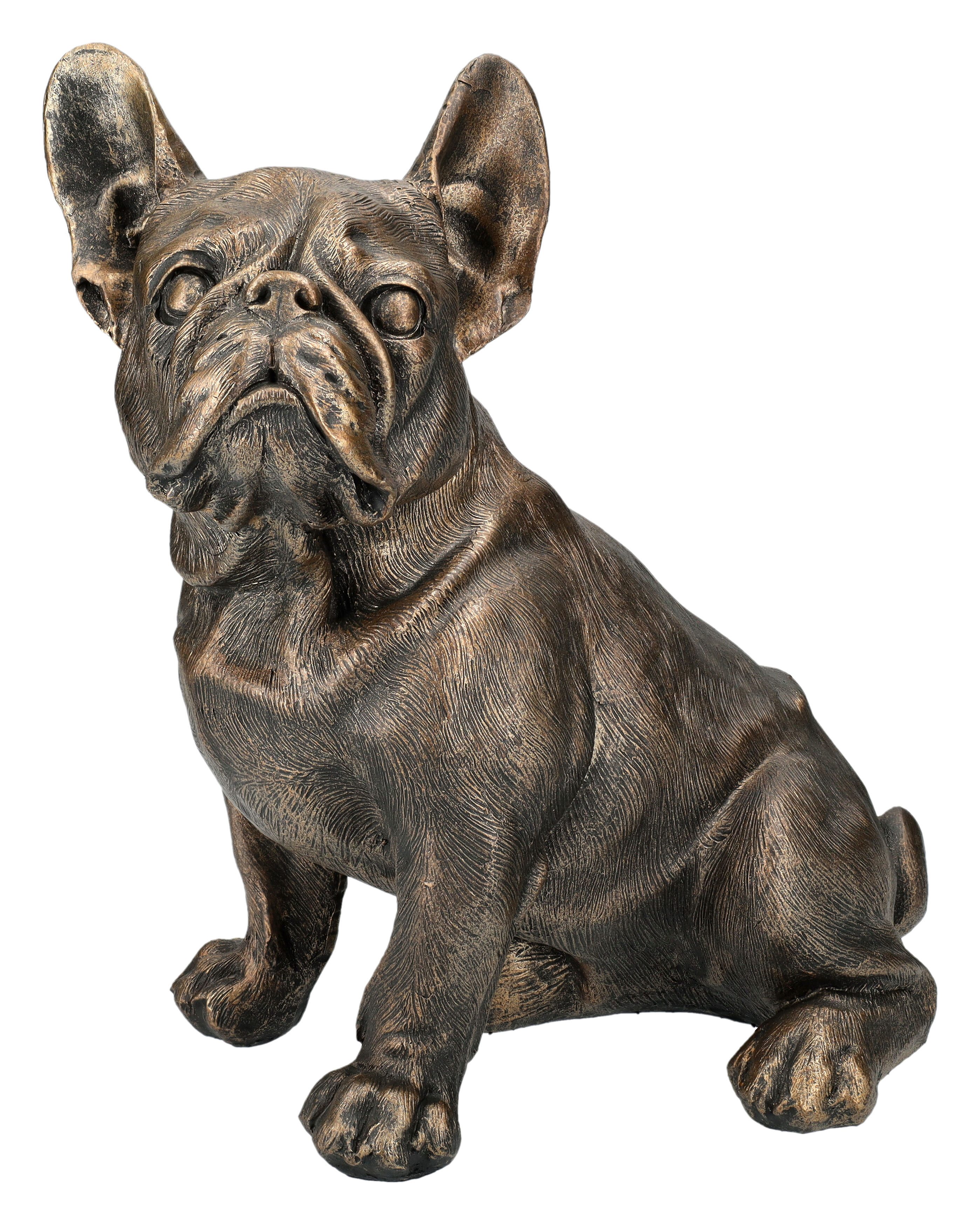 Figuren Shop GmbH Tierfigur Bulldoggen Figur - Sitzend bronzefarben - Hundefigur Dekofigur Dogge