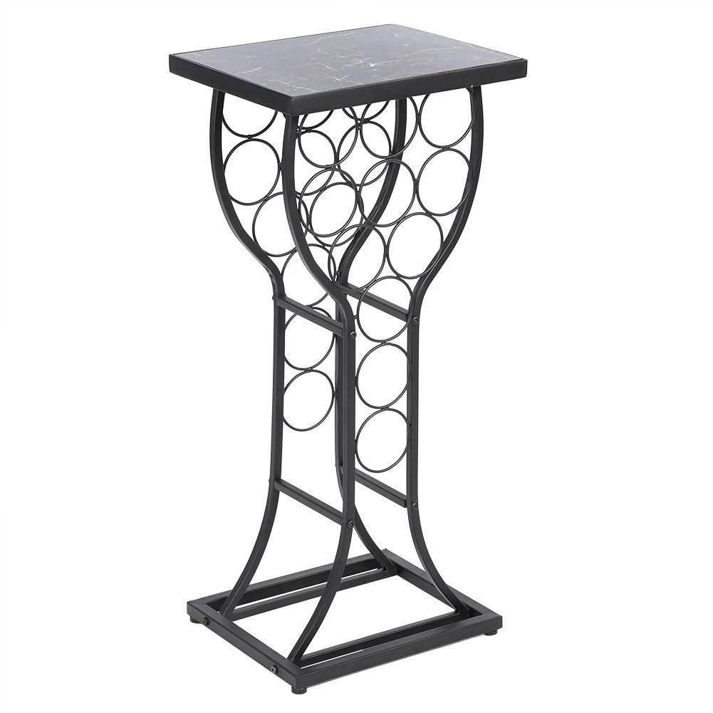 Standregal Weinregal mit Metallablage, schwarz