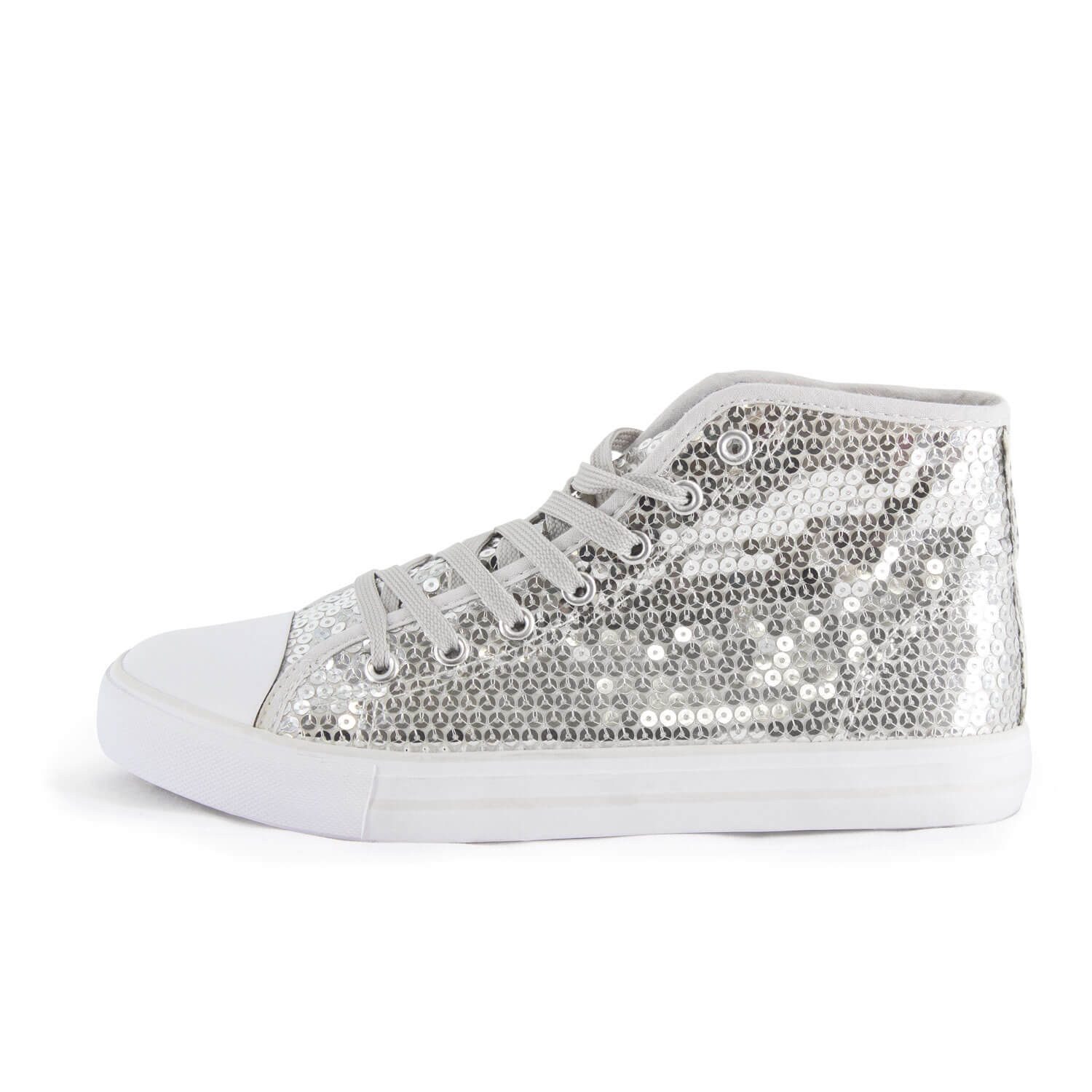 Party Factory Pailletten Sneaker silber Glitzer-Schuhe Unisex Designer Größe 37 Sneaker mit Schnürsenkel