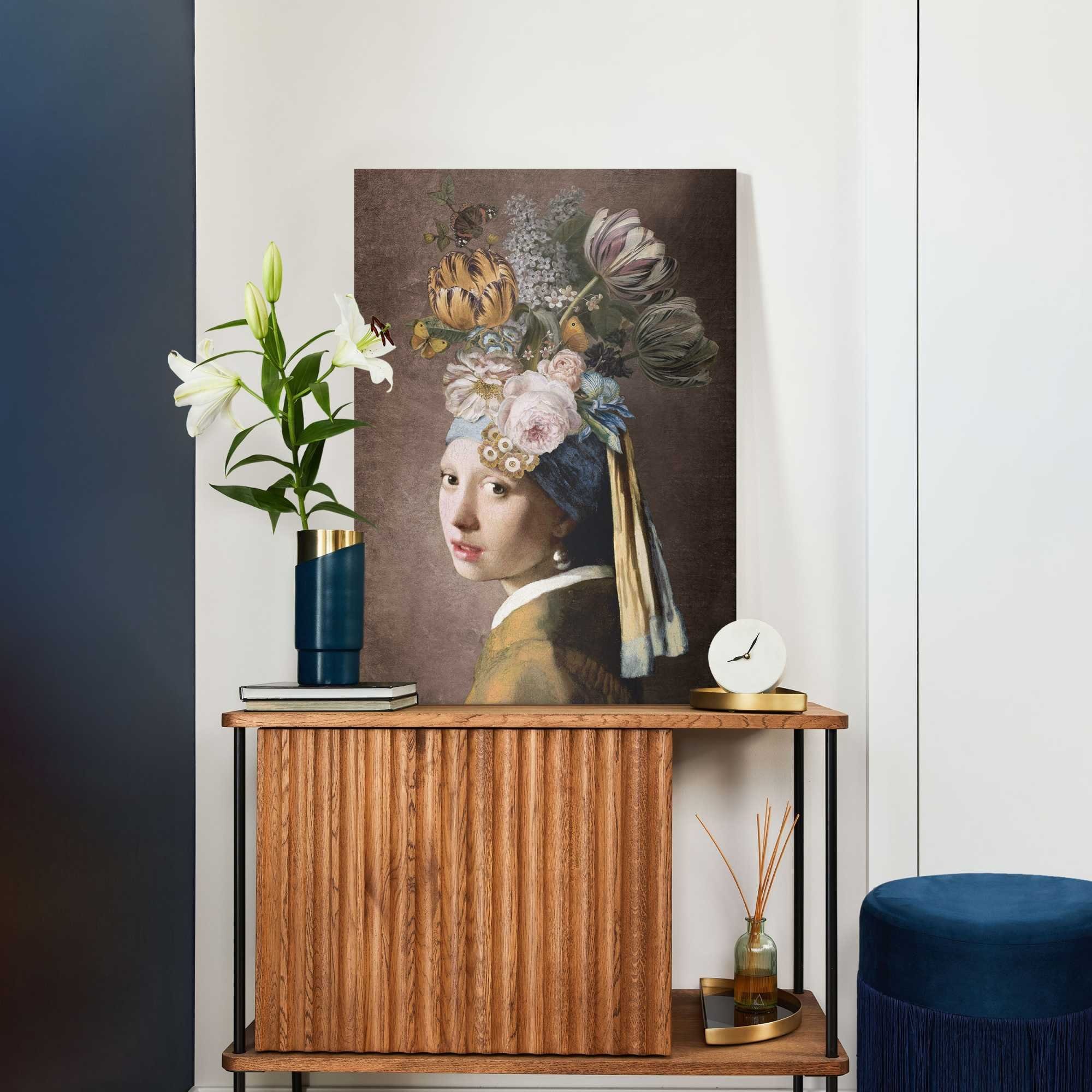 Leinwandbild Reinders! dem mit Vermeer Blumenmädchen Perlenohrring