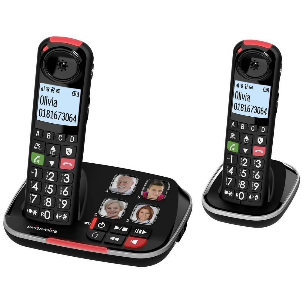 (Anrufbeantworter, mit Seniorentelefon DECT Foto-Tasten, Telefon und Anrufbeantworter Swissvoice Freisprechen)