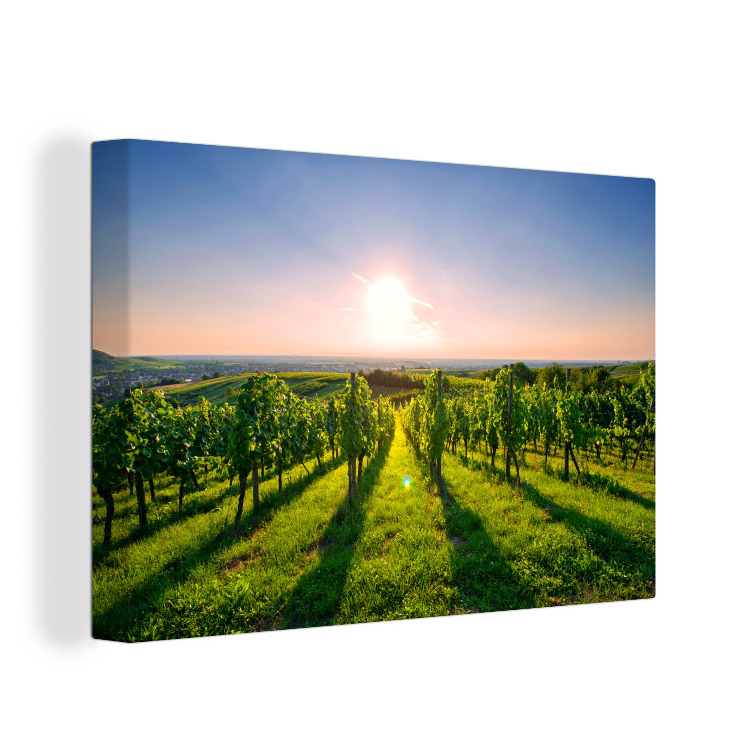 OneMillionCanvasses® Sonnenaufgang, Grüne (1 cm St), Leinwandbilder, Weinberge Wanddeko, Wandbild Aufhängefertig, bei Leinwandbild 30x20