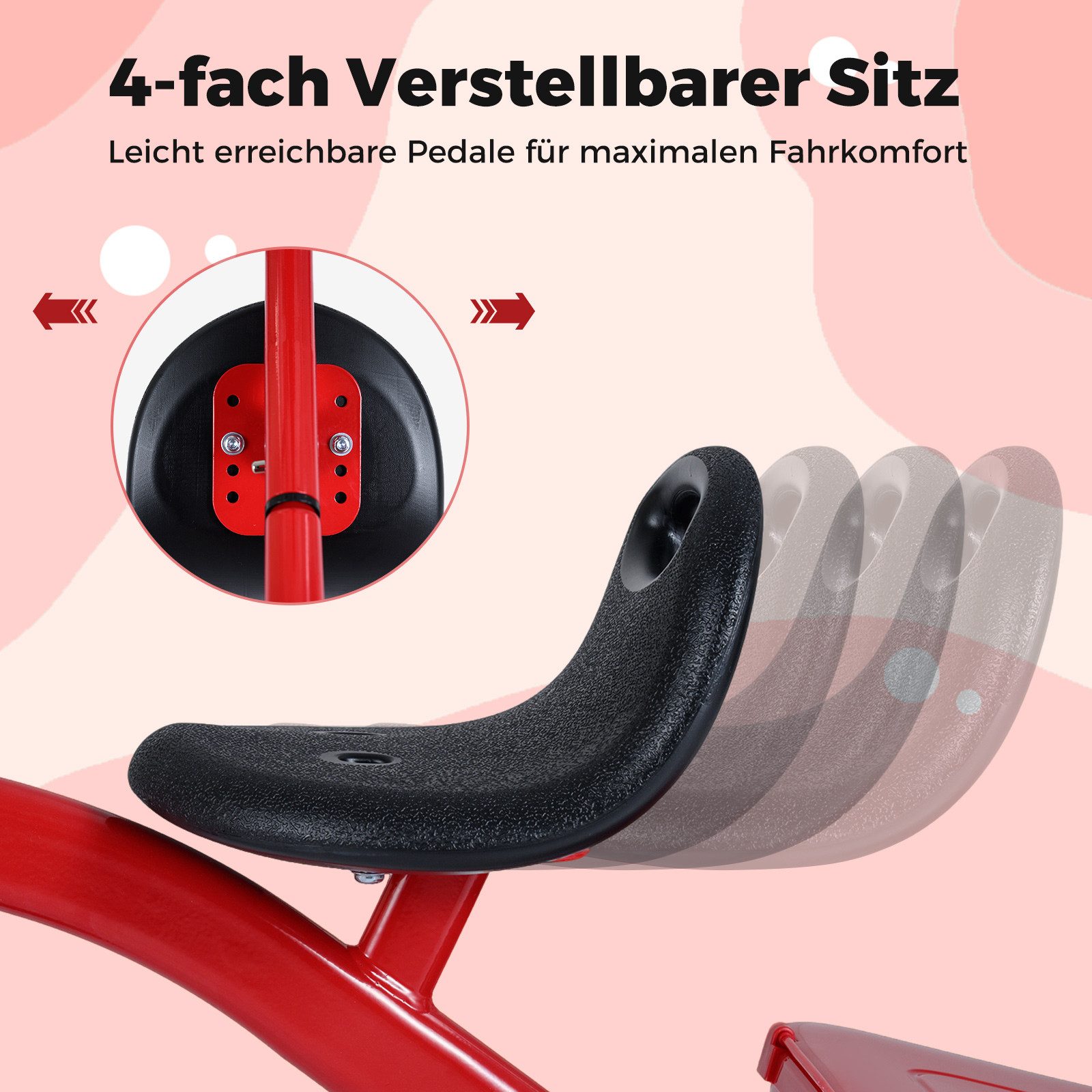 COSTWAY Dreirad, Laufrad, mit verstellbarer Sitz, Kinderfahrrad, Outdoor-Spielzeug