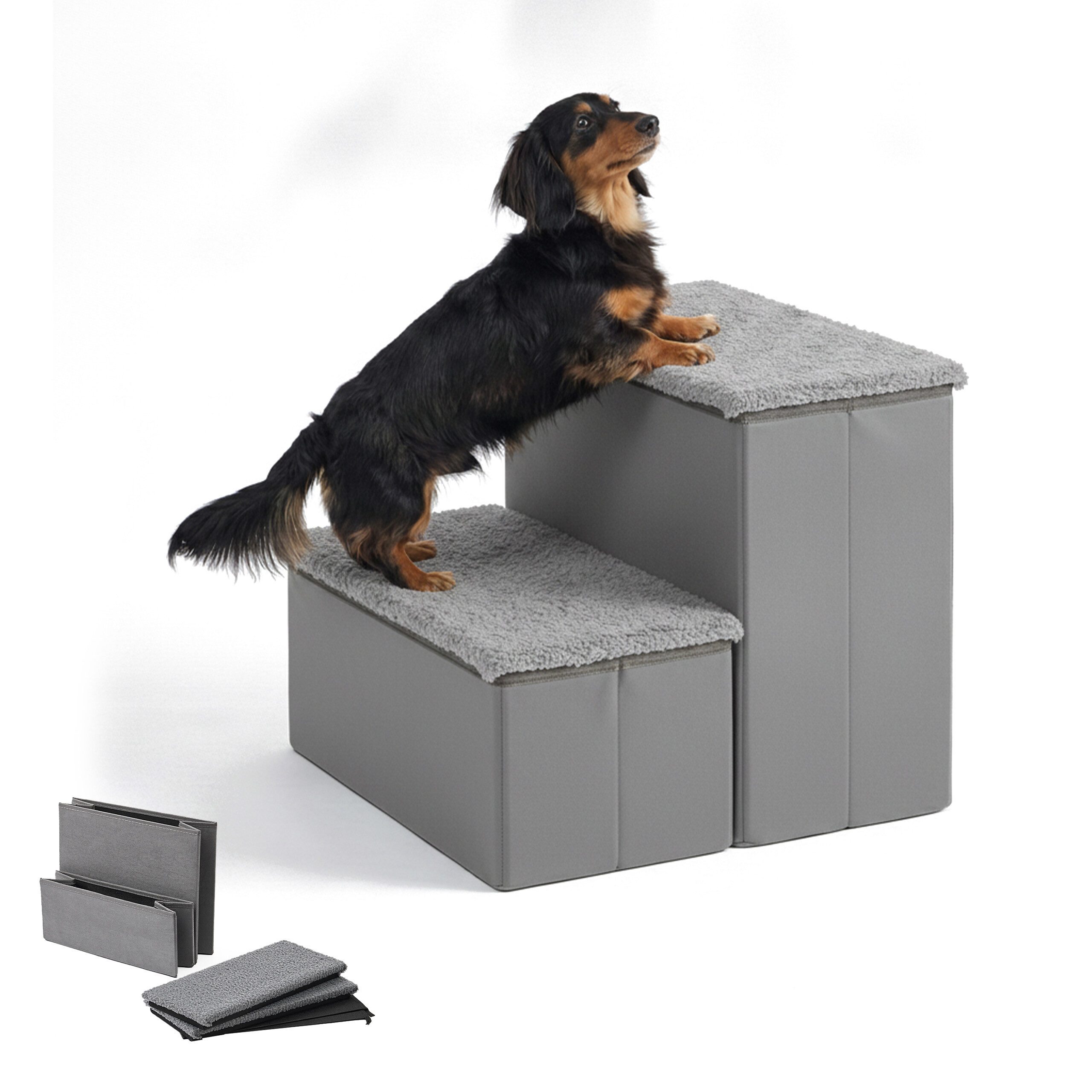 relaxdays Haustiertreppe Faltbare Hundetreppe mit Stauraum (1-St), grau, S von RELAXDAYS