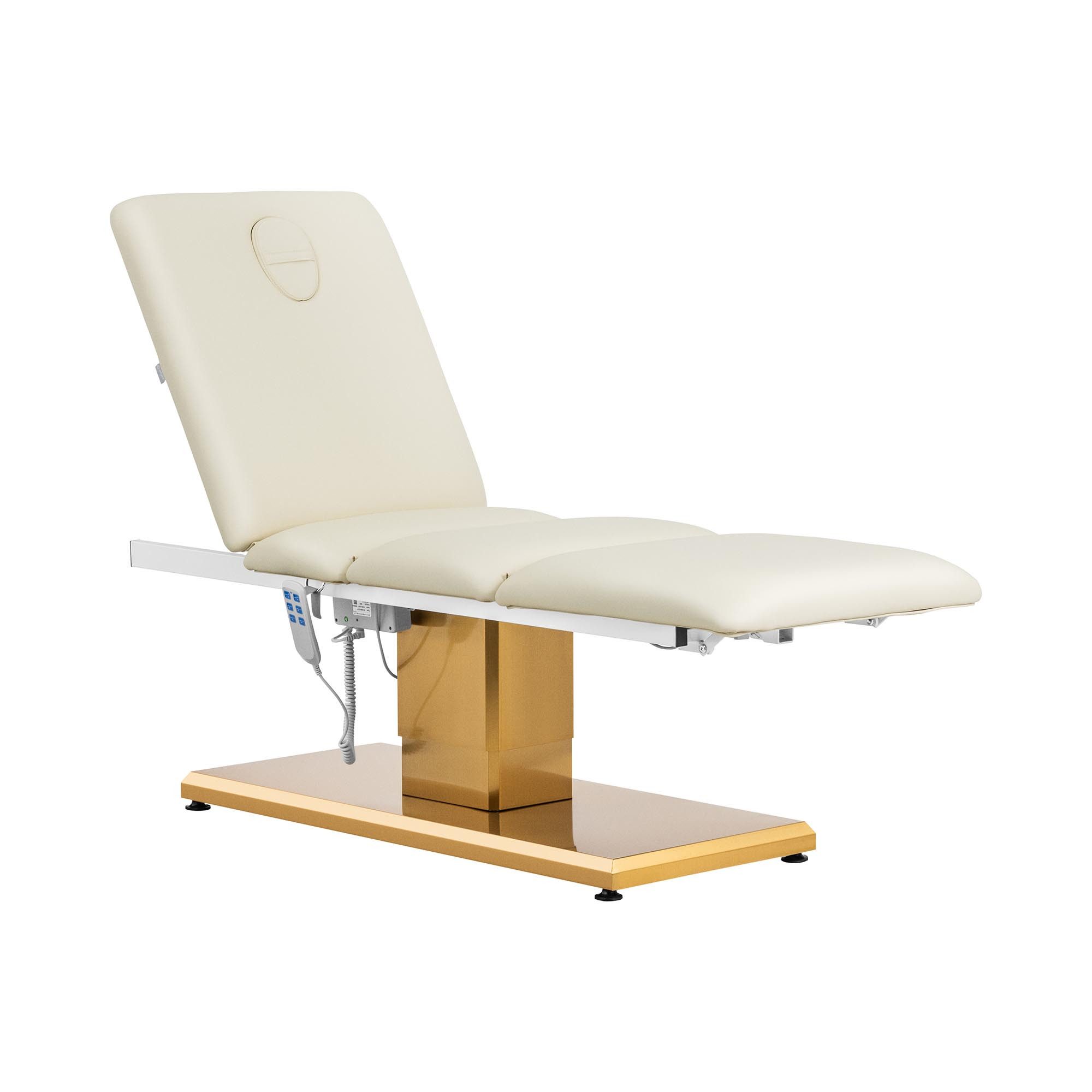 Physa Massageliege Elektrische Kosmetikliege 200 kg Behandlungsliege Massageliege, Creme­far­ben, Golden