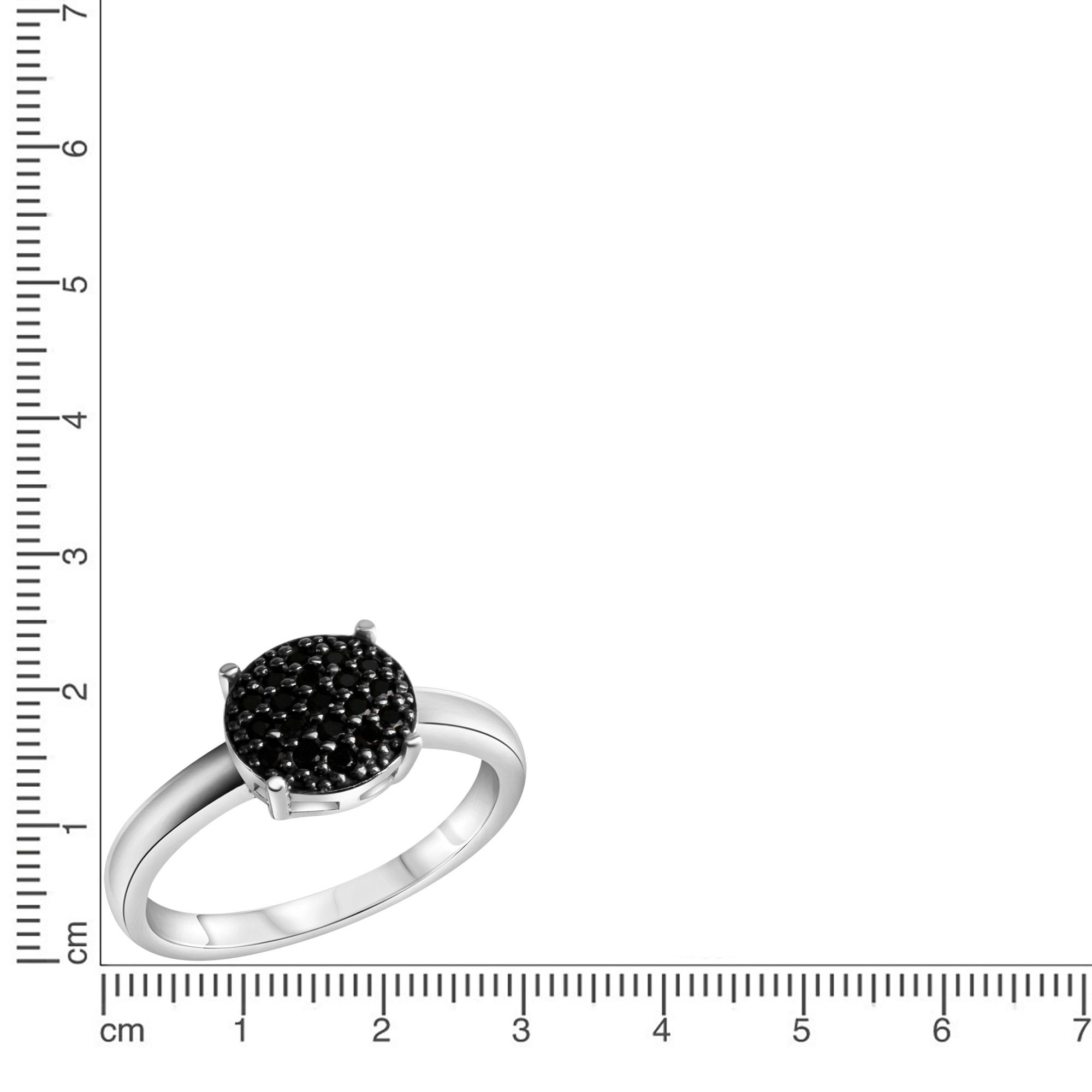 CELESTA Fingerring Silber 925 rhodiniert mit schwarzen Zirkonia-Steinen