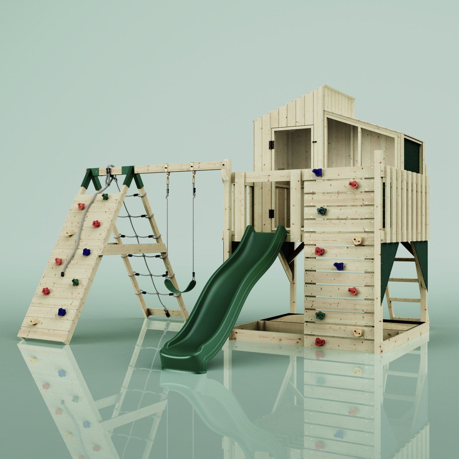 PolarPlay Spielturm Julie, Smaragdgrün - Kinderschaukel