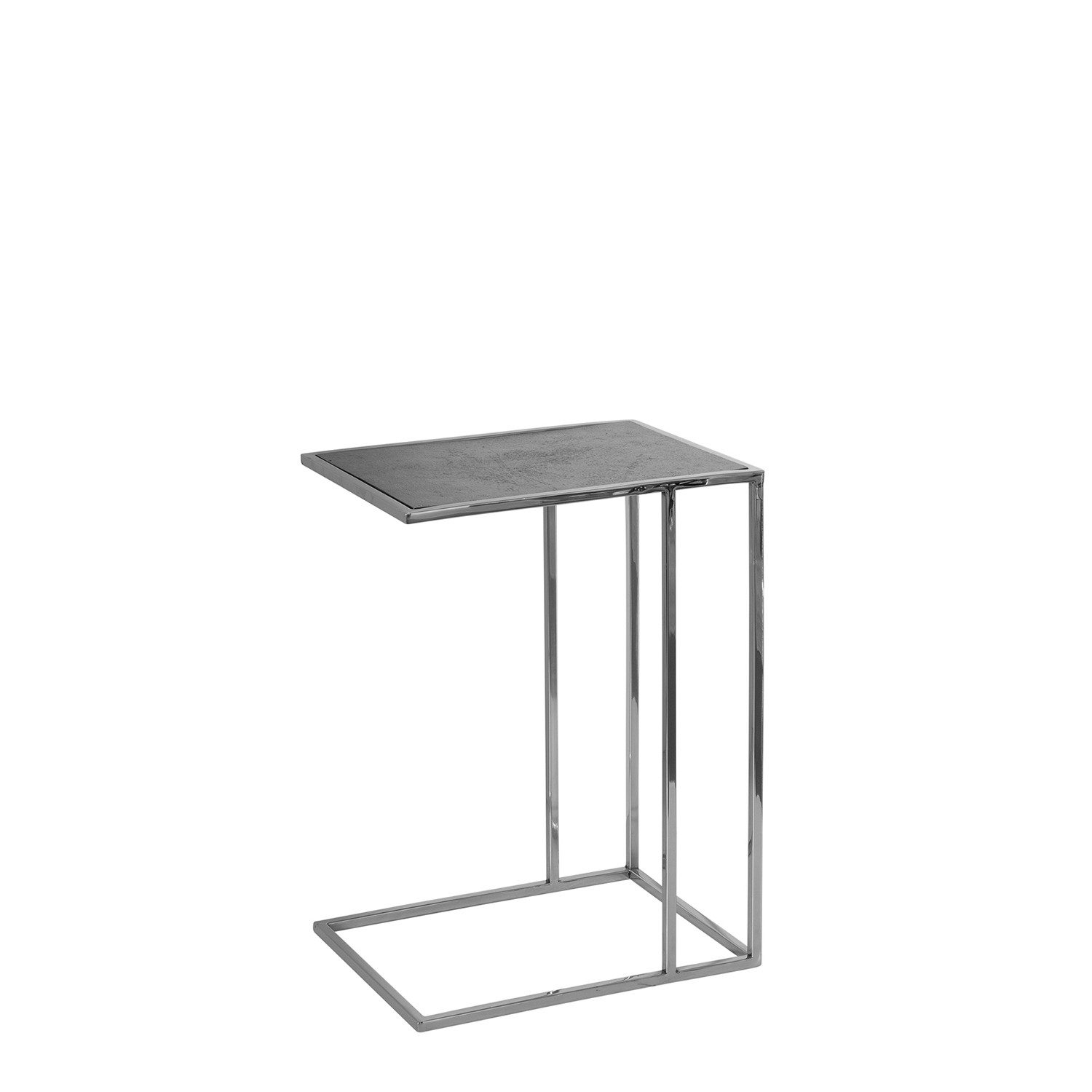 Fink Tabletttisch DIJON Beistelltisch - H. 56cm - schwarz/silber aus Aluminium/Edelstahl (1 Stück, 1 Stück), Moderner Ablagentisch - Vielseitiger Couchtisch/Sofatisch