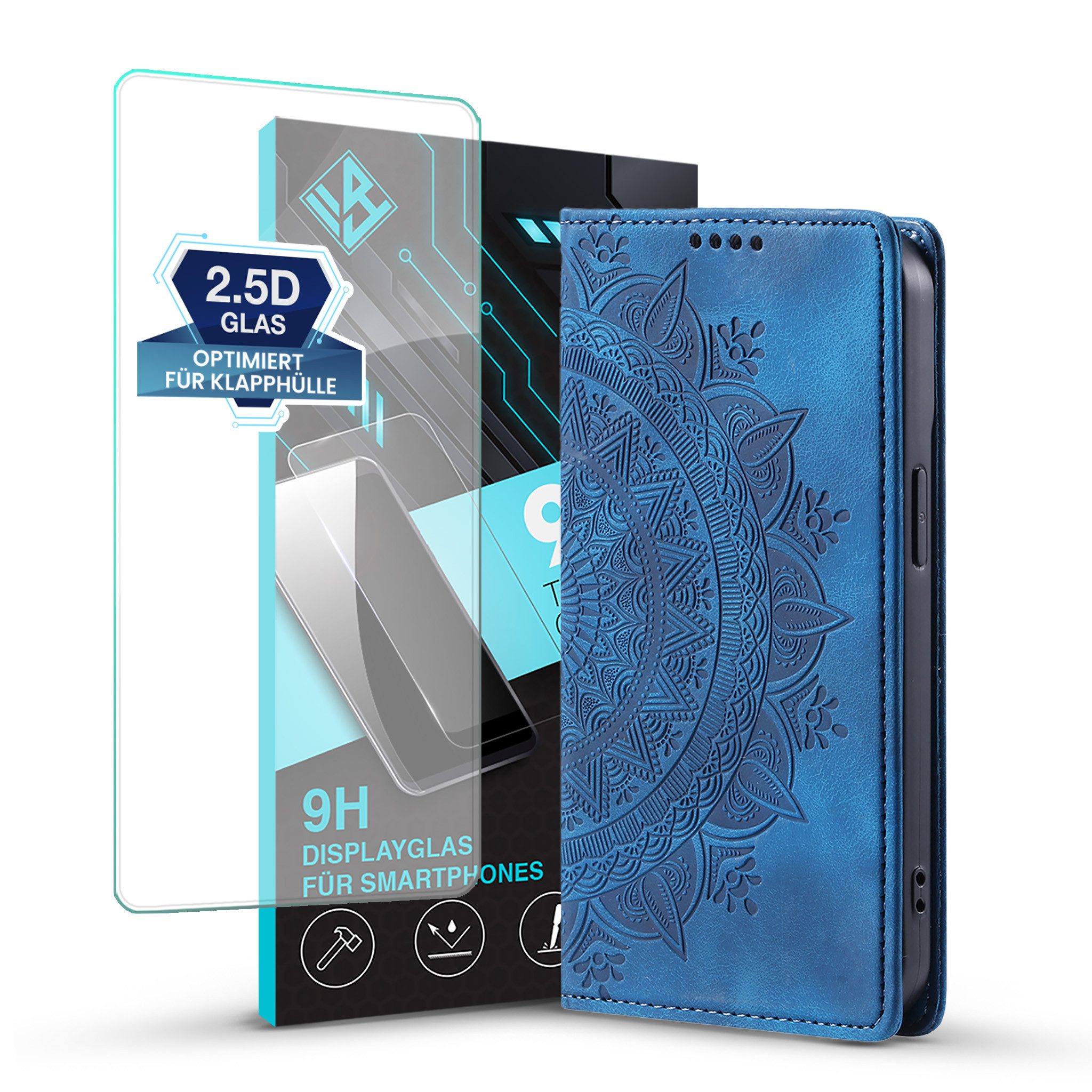 Tec-Expert Handyhülle Mandala Hülle Cover für Samsung Galaxy S22 Ultra 6.8 Zoll, 6.8", Klapphülle Case Tasche mit Kartenfächern und RFID Schutz