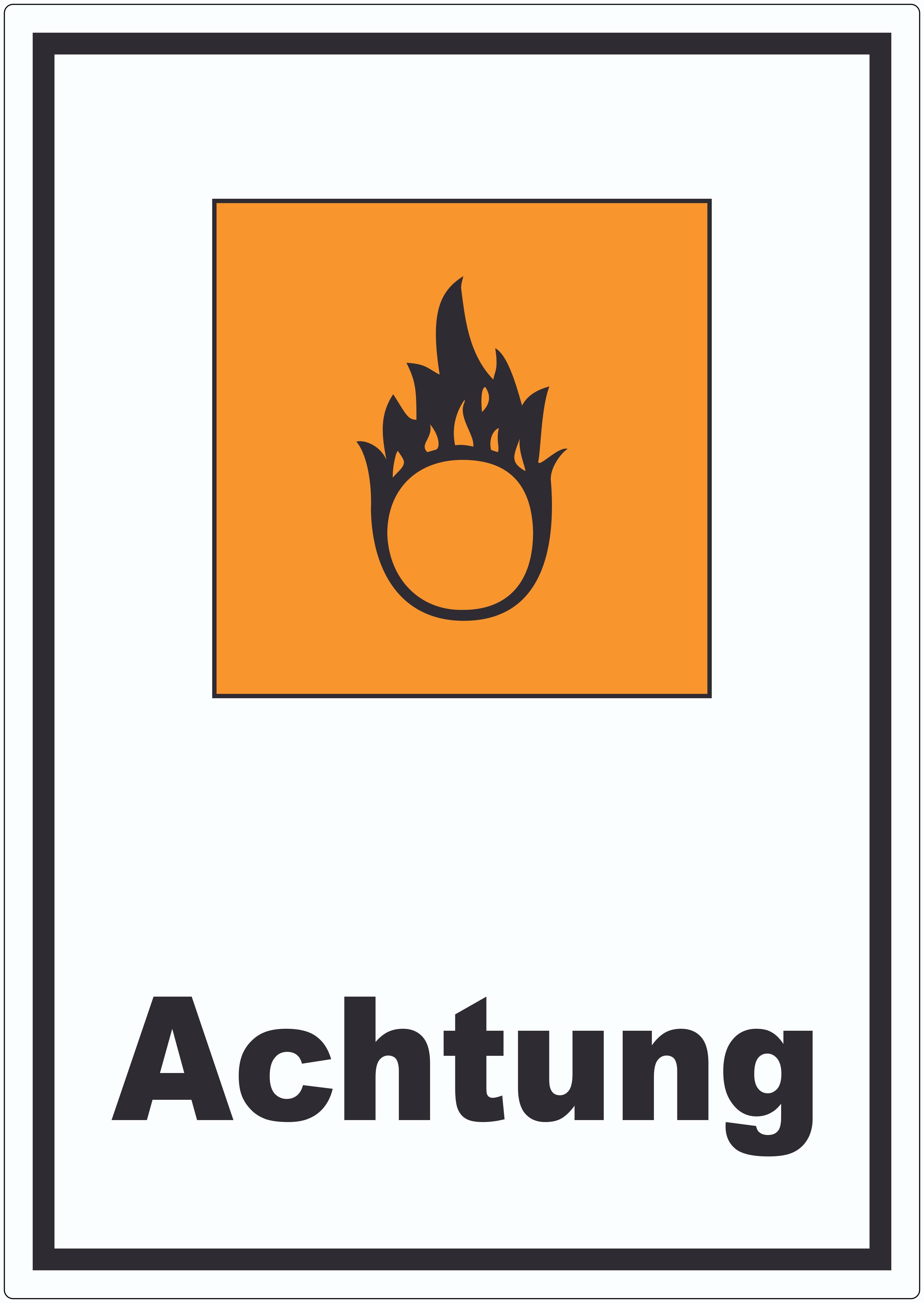 HB-Druck Aufkleber Aufkleber Gefahrensymbol Brandfördernd Achtung Brand, wetterfest, UV-beständig, kratzfest