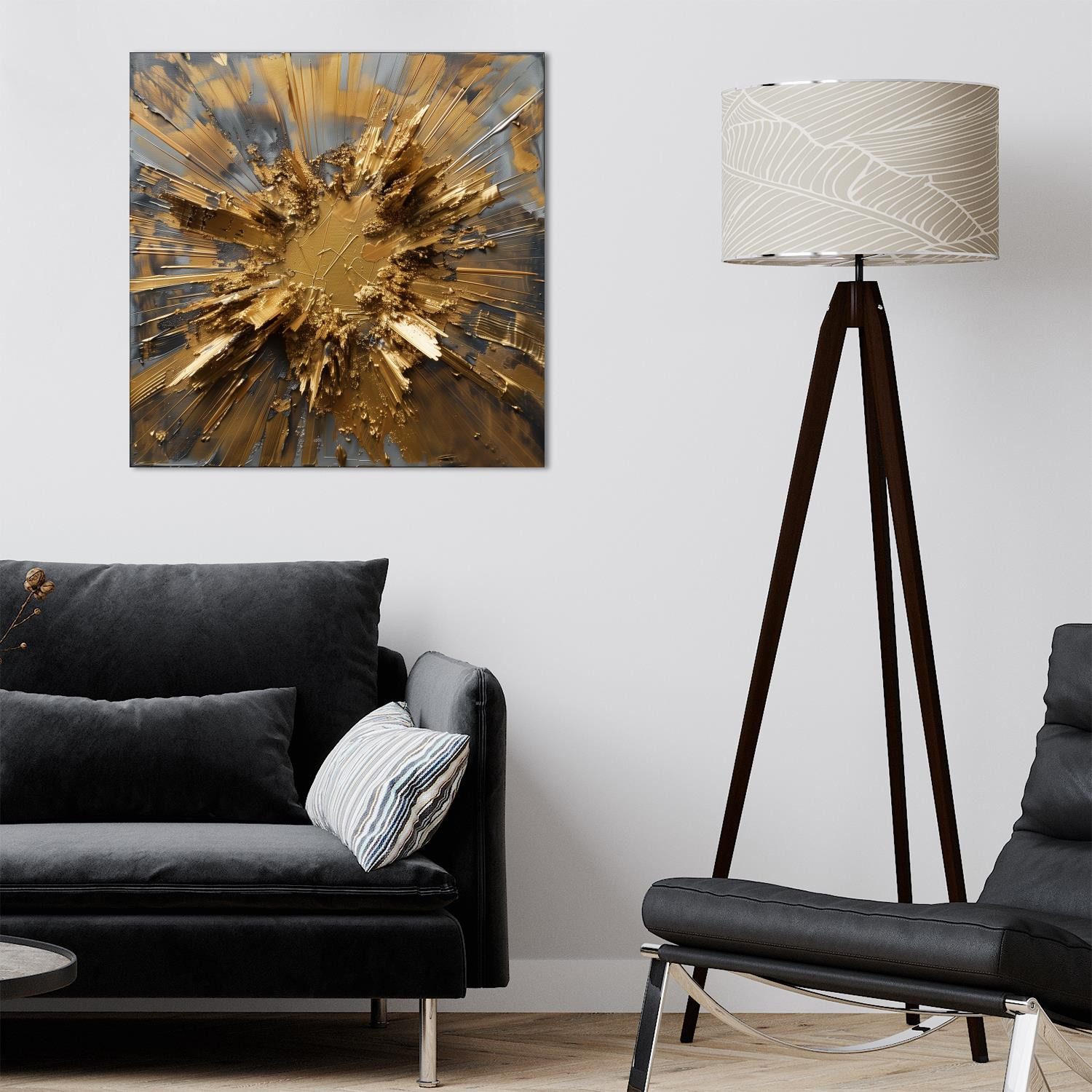 queence Acrylglasbild Goldene Kunst, Abstrakt, Abstrakte, Formen, Gemälde, Kunst (1 St), HD Premium Kunstdruck in Galeriequalität