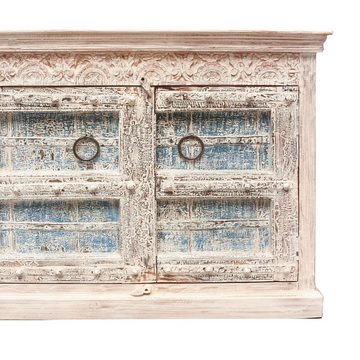 Oriental Galerie Unterschrank Weiß Blauwash Sideboard Tejas Indien 222 cm