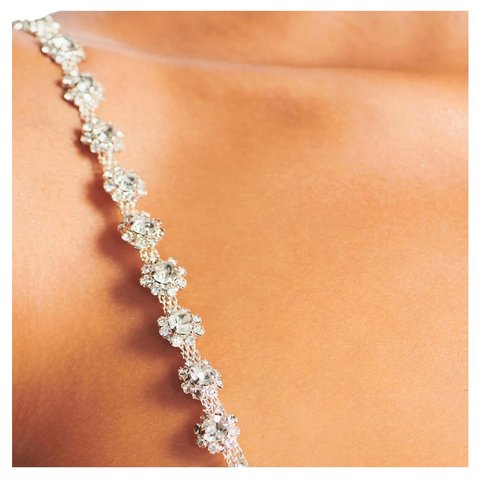 MOPUEA BH-Träger Luxus Strass BH-Träger,verstellbare Kristall Schultergurte für Frauen (Kristall-Schulterträger), Luxuriöses Design, rutschfest, verstellbar, vi – Bild 4 von 5