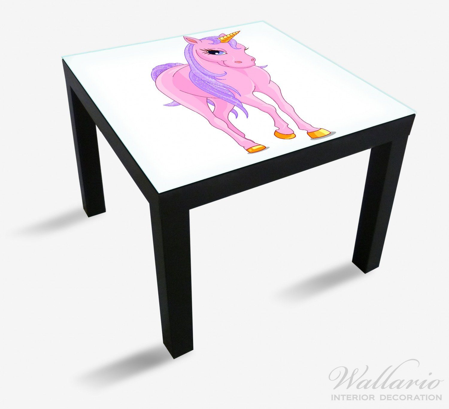 Wallario Tischplatte Einhorn rosa St), (1 mit in Tisch Ikea lila in für geeignet Schweif Lack II