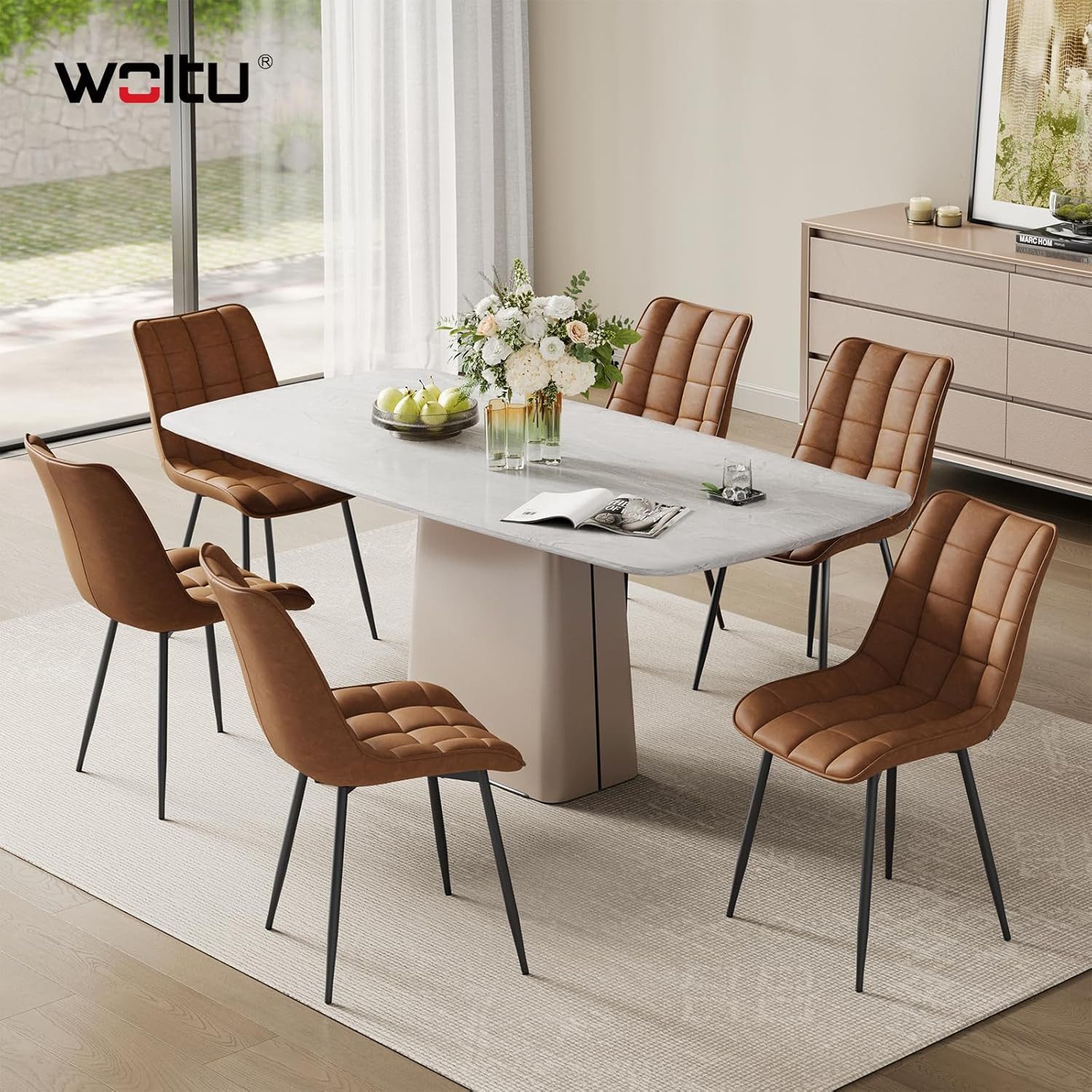 Woltu 4-Fußstuhl (6 St), Polsterstuhl mit Rückenlehne, Gestell aus Metall günstig online kaufen