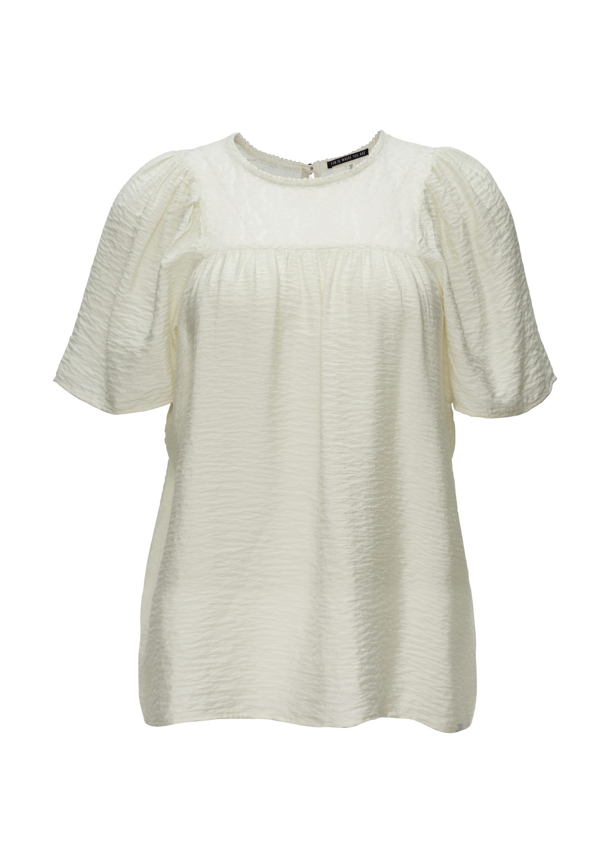 QS Kurzarmbluse Bluse Bluse mit Leo-Spitze günstig online kaufen