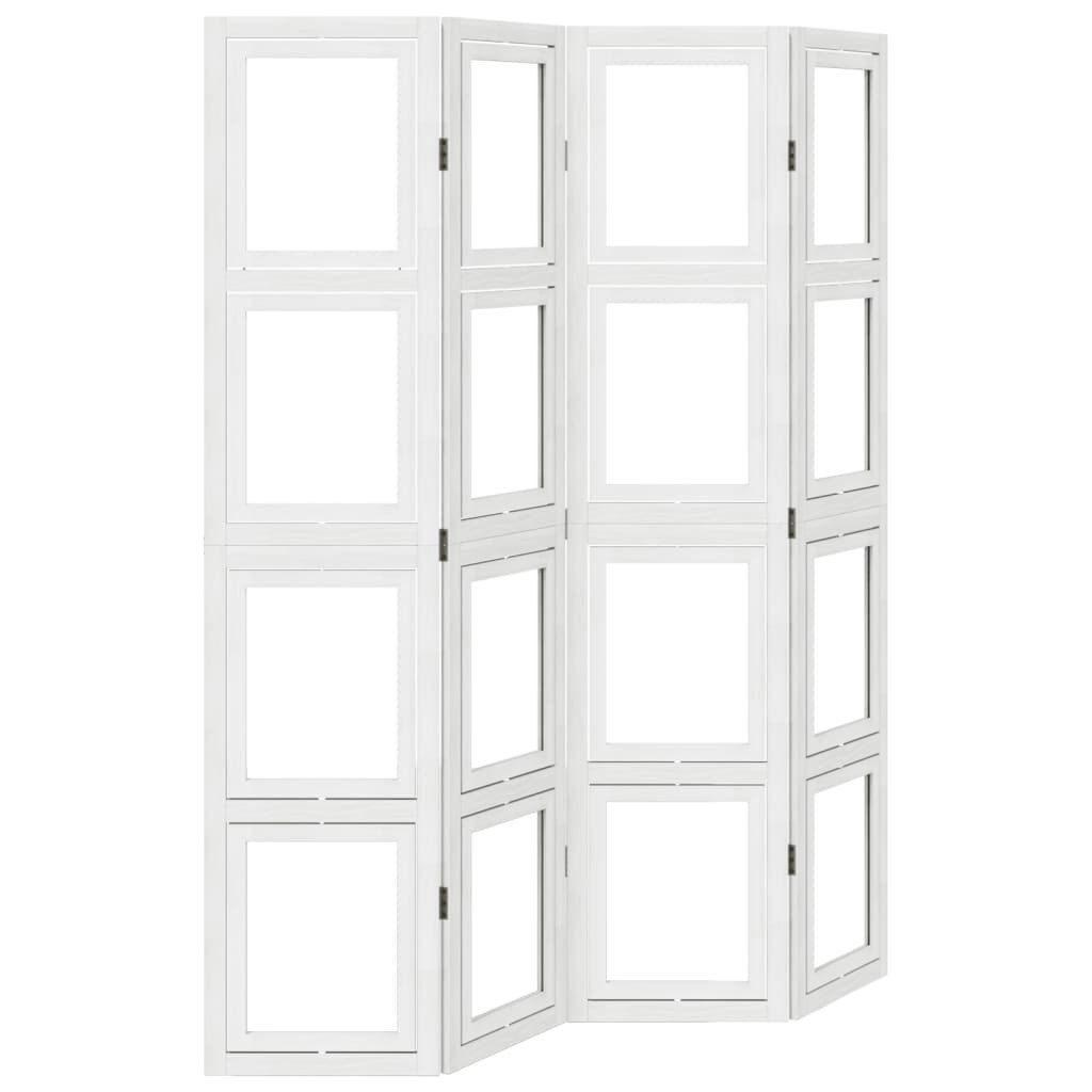 Paravent 40 x 180 cm 4-tlg Raumteiler Paravent Trennwand Spanische Wand Weiß Ma