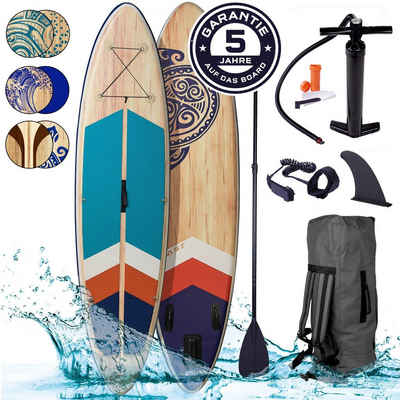 BRAST SUP-Board »Tribal Ocean Sixties & Turtle, Aufblasbares Stand up Paddle Set«, (320x81x15cm viele Modelle), incl. Zubehör, 5 Jahre Garantie, Fußschlaufe Paddel Pumpe Rucksack