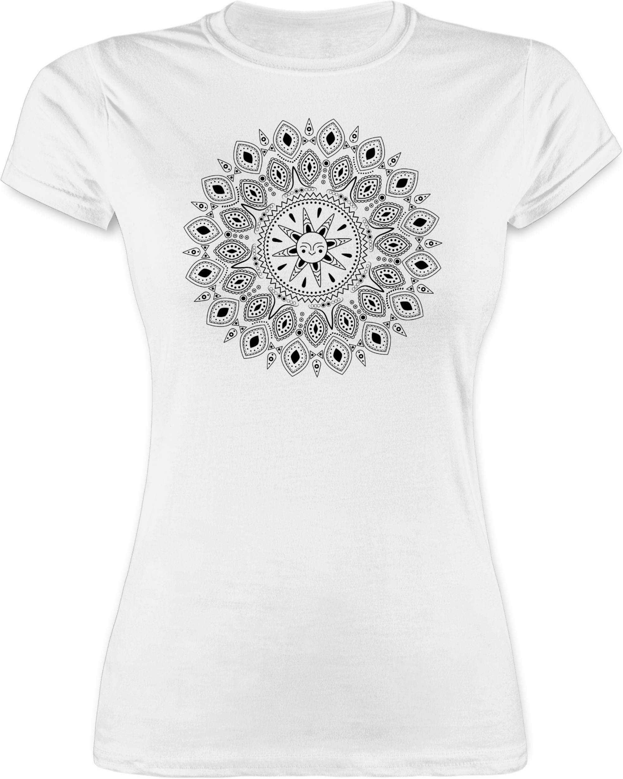 Damen Shirts Shirtracer T-Shirt Boho Mandala Yoga Sketch - Kunst Outfit - Damen Premium T-Shirt (1-tlg) Anker Blumen & Co.