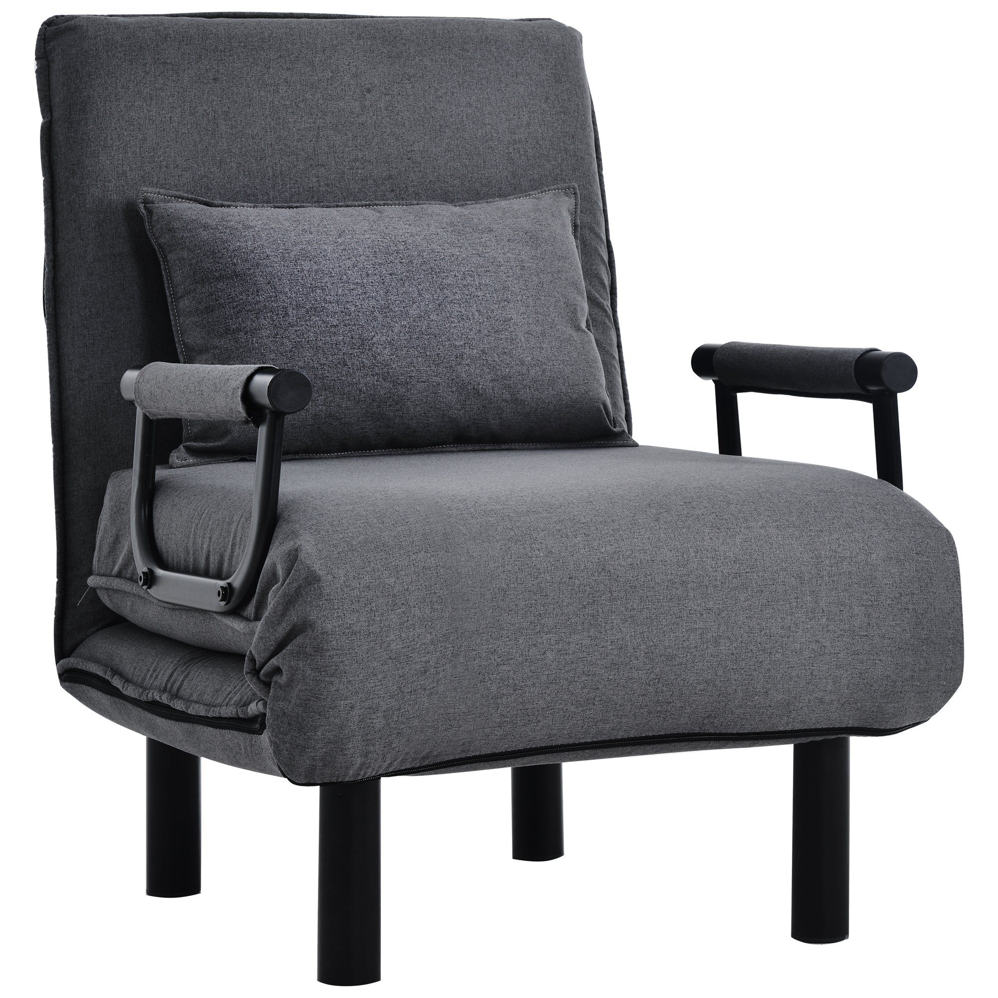 Merax Relaxsessel, 3-in-1 Funktion mit Kissen, Schlafsessel mit 6 Positionen, Holzbeine