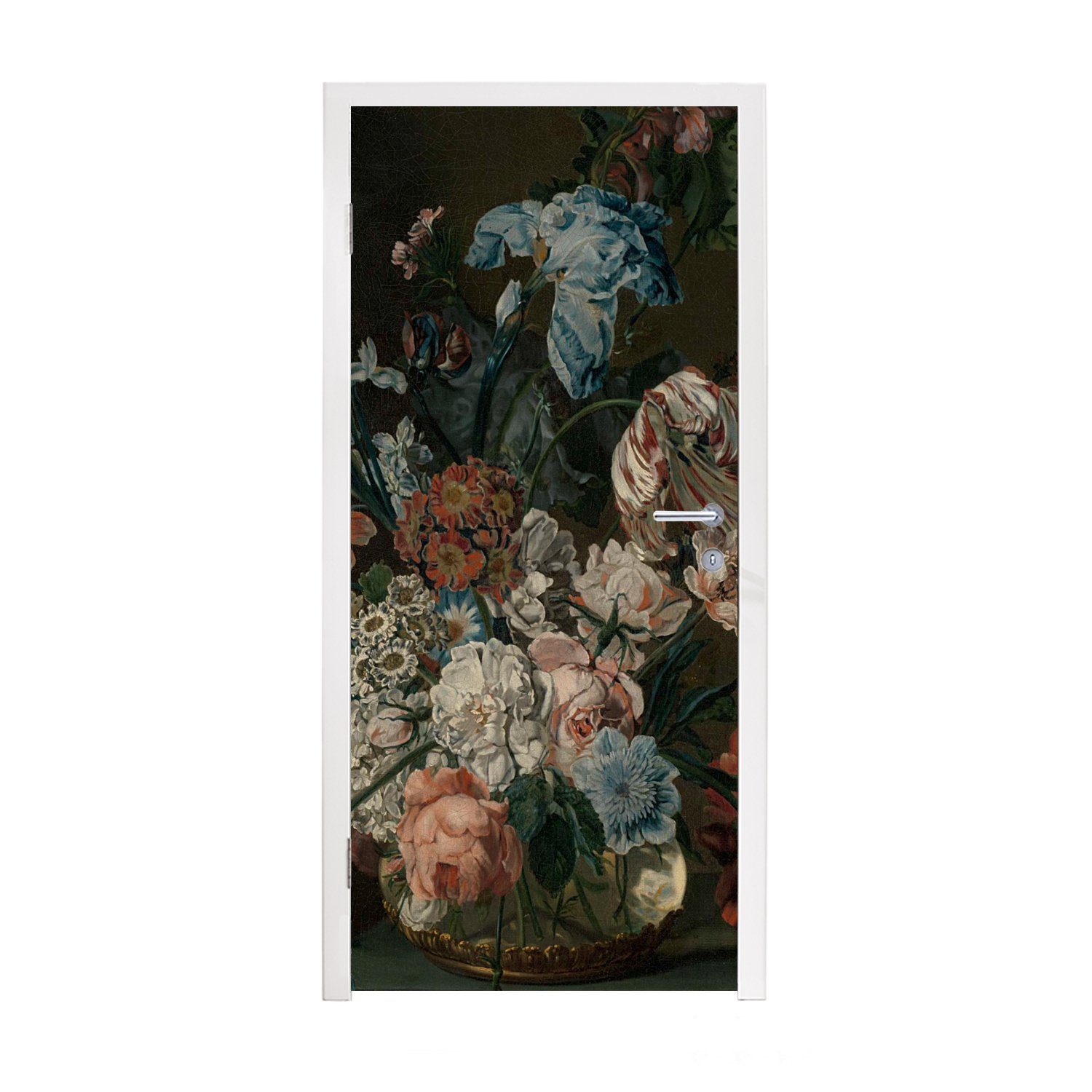 MuchoWow Cornelia Fototapete van St), cm Türaufkleber, Blumen Gemälde 75x205 (1 bedruckt, mit Matt, von Türtapete Stilleben Tür, Mijn, - für der