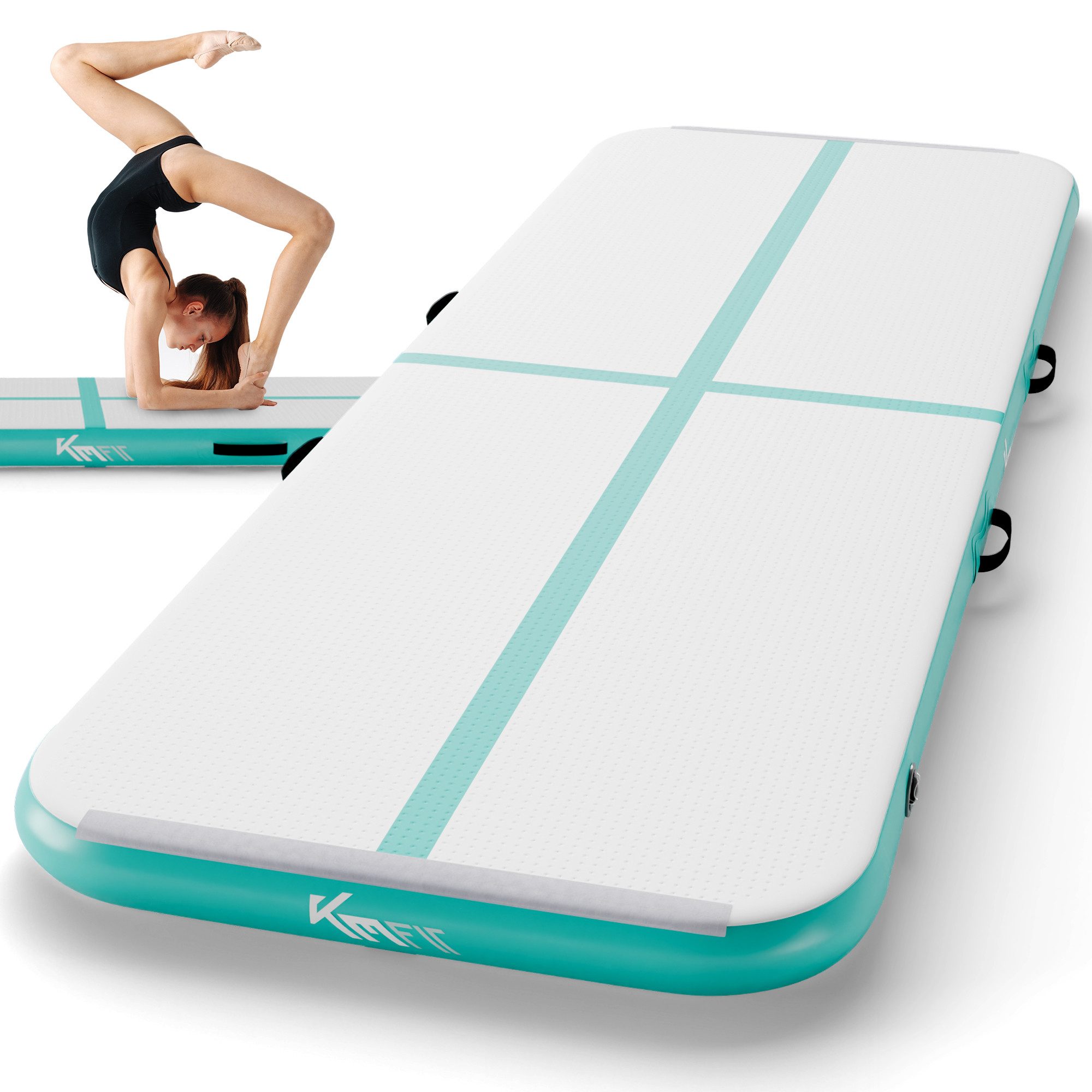 KM - Fit Gymnastikmatte Airtrack Matte Turnmatte Fitness-Matte (1-St., 300 x 100 x 10 cm), mit integrierter Pumpe 600W