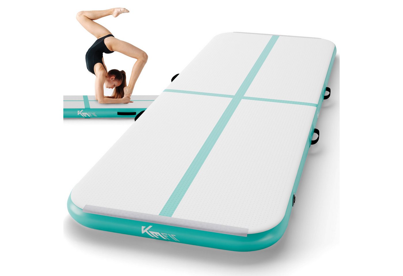 KM - Fit Gymnastikmatte Airtrack Matte Turnmatte Fitness-Matte (1-St., 400 x 100 x 10 cm), mit integrierter Pumpe 600W