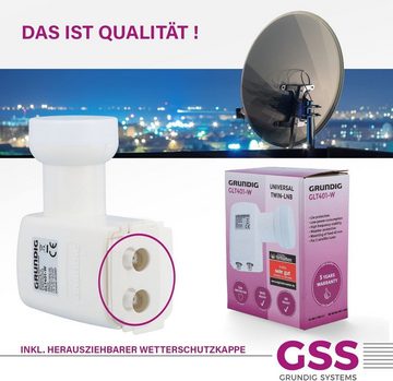 GSS Twin LNB GLT 401 + Aufdrehhilfe - Weiss Universal-Twin-LNB (LTE Filter - Full HD, 4K, HDTV, 0.1dB,Wetterschutz)