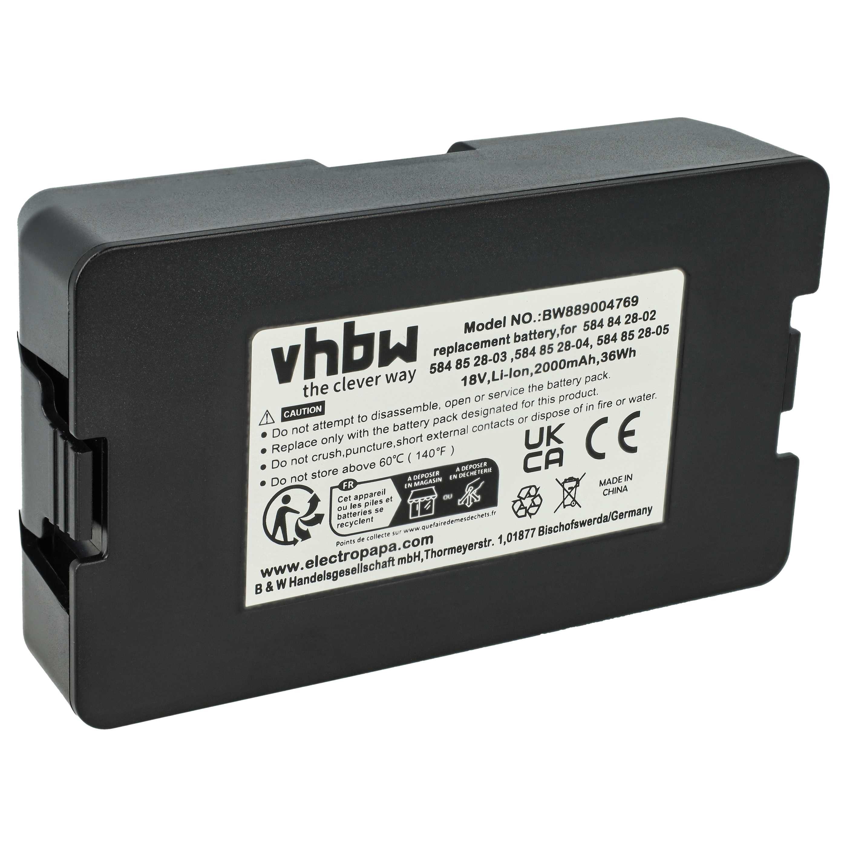 vhbw Akku passend für McCulloch ROB 800, S400, 500, 600 Rasenroboter (2 Ah, Akku Akku Li-Ion 2000 mAh (18 V, 1 St), Leistungsfähiger Austausch-Akku für Rasenroboter, Wiederaufladbar