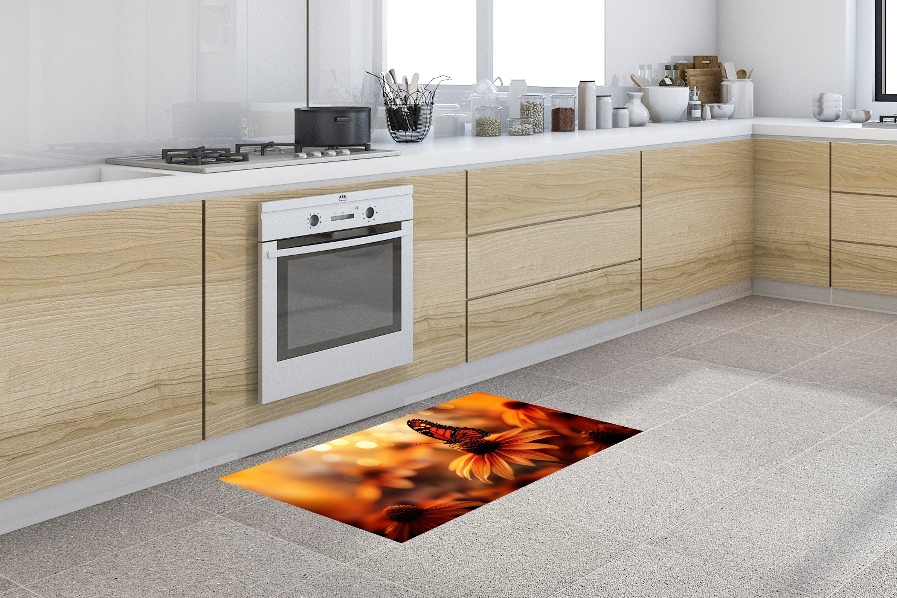 MuchoWow Küchenläufer Schmetterling - Blumen - günstig online kaufen