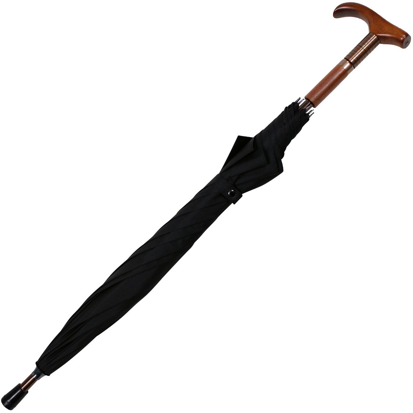 iX-brella Stockregenschirm Stützschirm mit Holzgriff - höhenverstellbar, sehr stabil, im klassischen Design