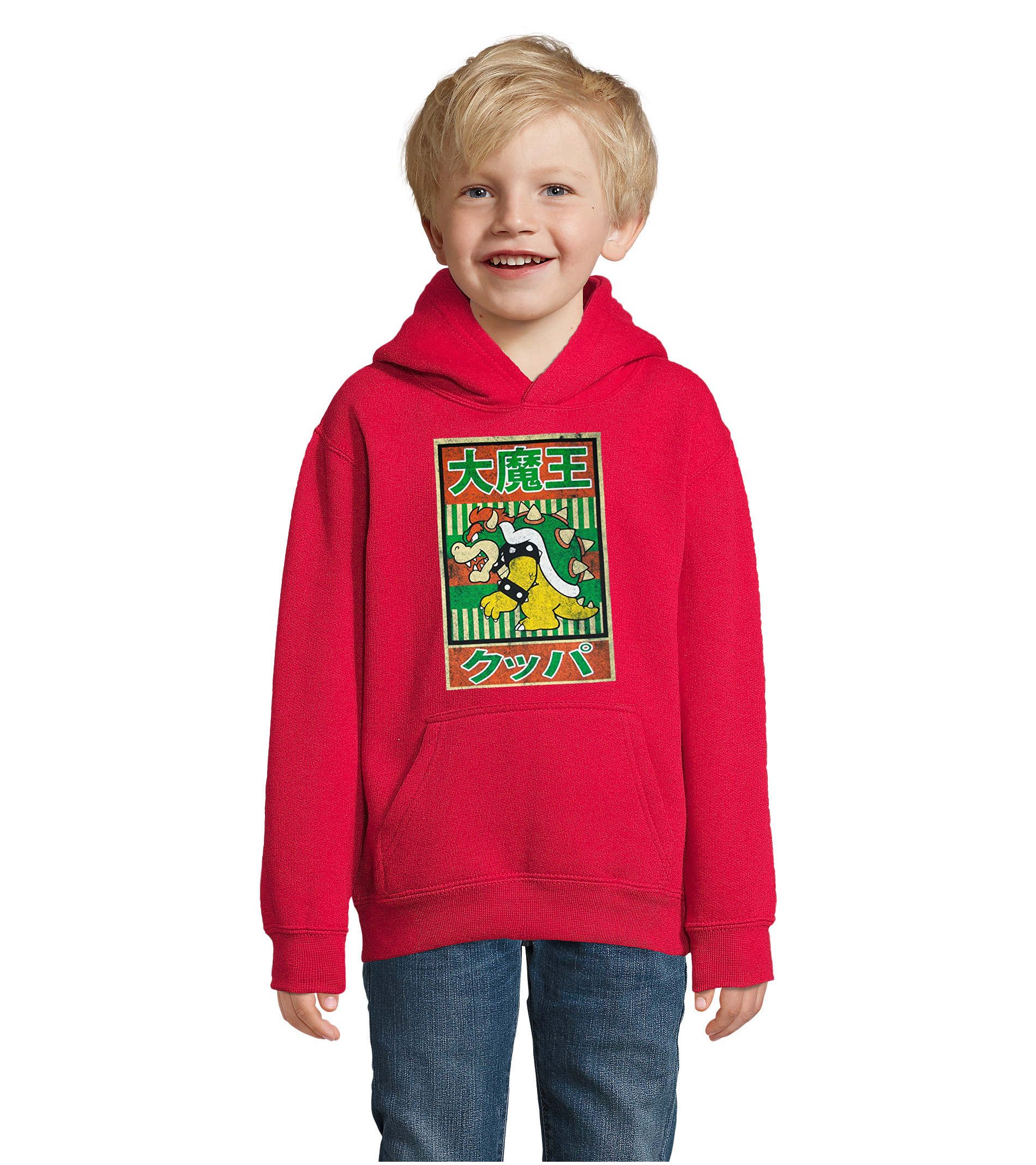 Blondie & Brownie Hoodie Bowser Japan Kinder Hoodie Bowser Retro Print Motiv (Einzelstück, Einzelartikel) Bowser Japan Koopa Retro Print
