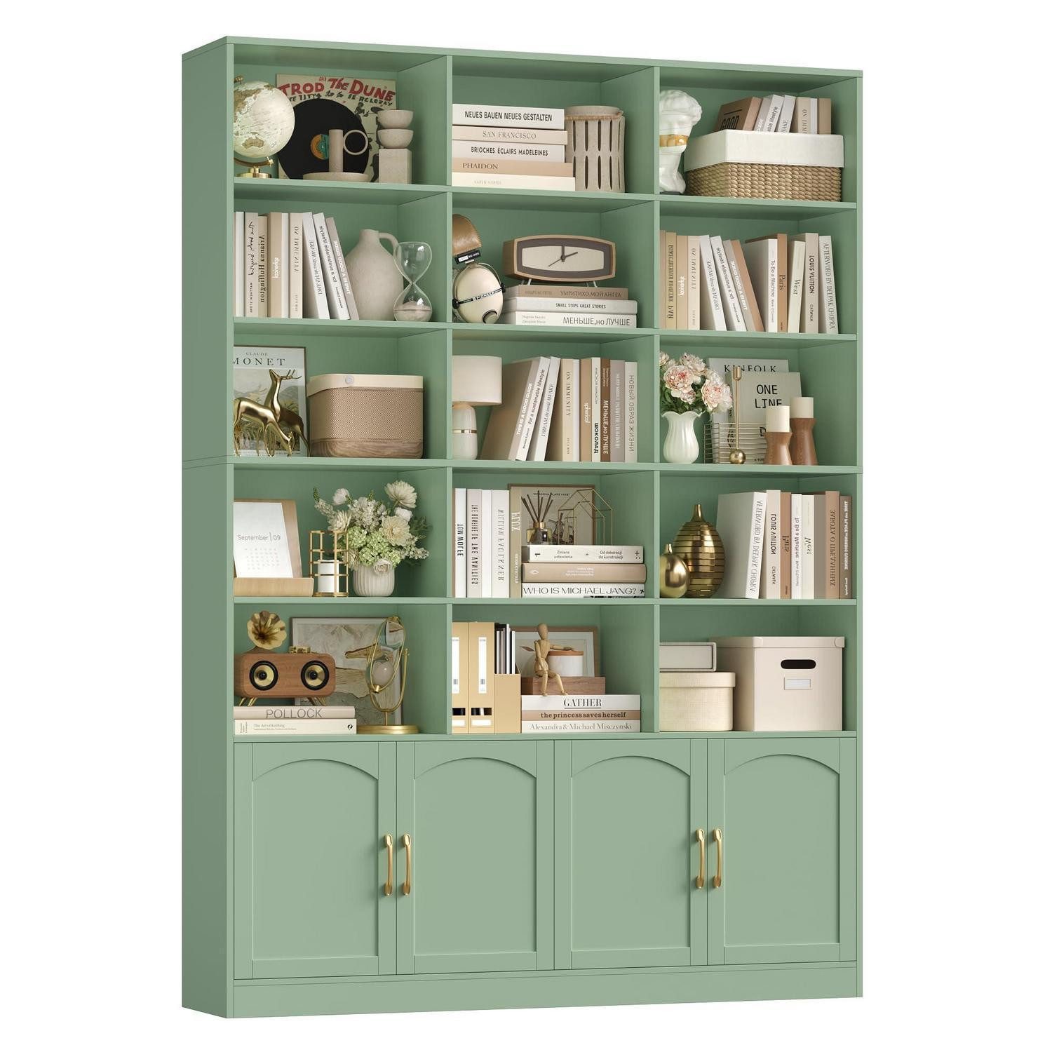 LuxusKollektion Bücherregal Bücherregal mit Türen 209 cm grün, 1-tlg.