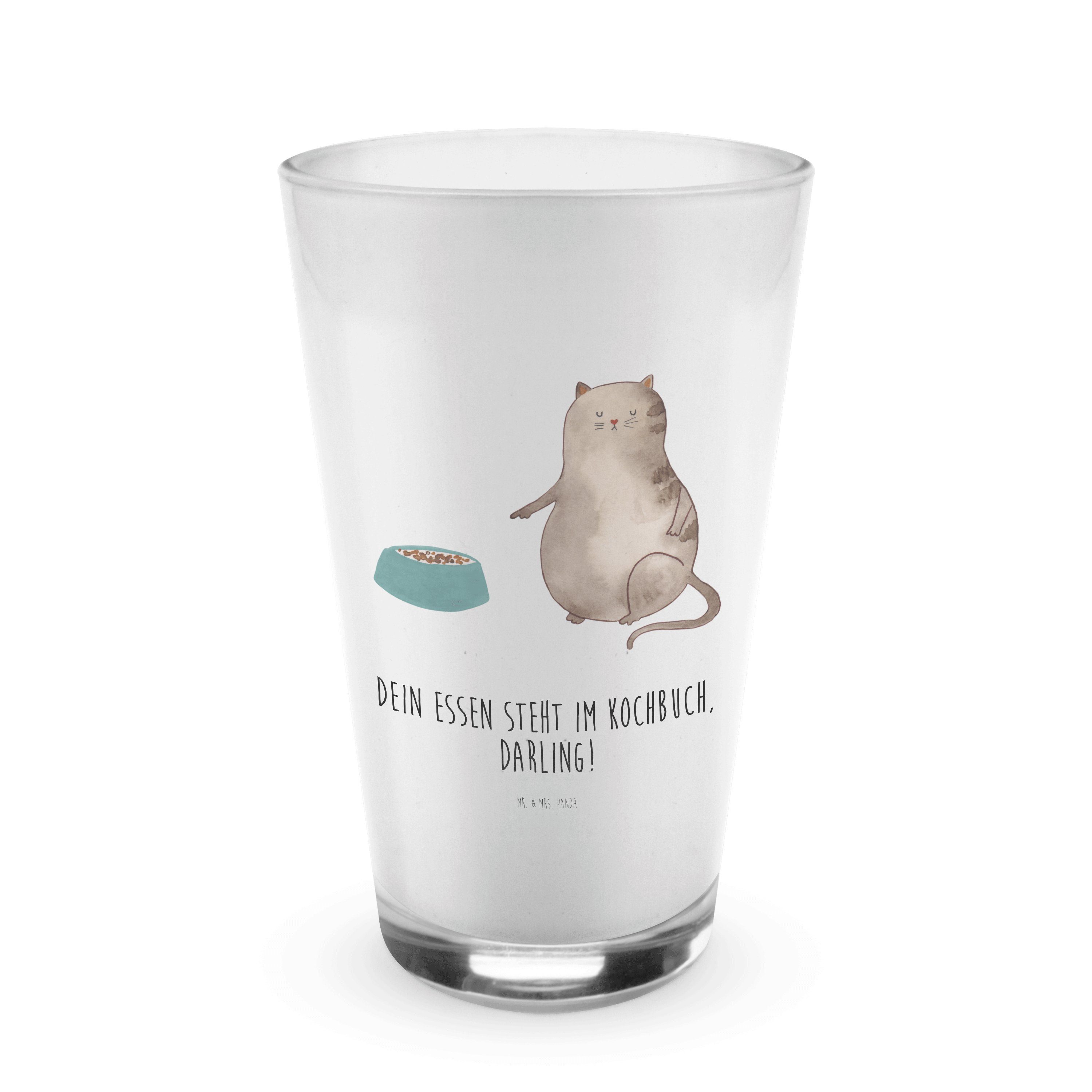 fressen & Mrs. Panda Geschenk, Cappuccino - Glas Katzenfan, Katze Premium - Glas Transparent Tasse, Mr.