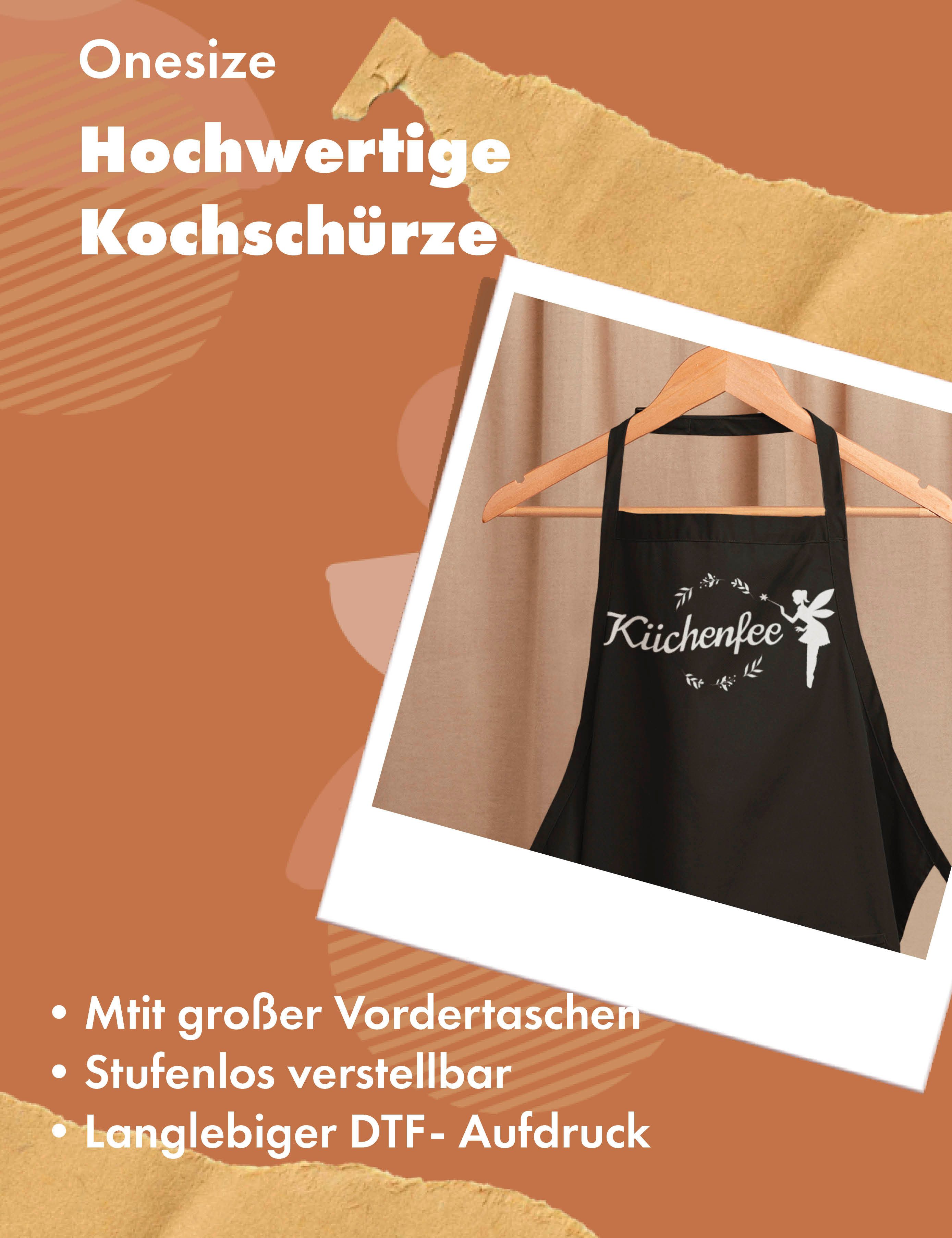Youth Designz Grillschürze Damen Schürze KÜCHENFEE Print Kochschürze Statement Geschenk Frauen, mit lustigem Spruch & Logo Aufdruck – Bild 3 von 5