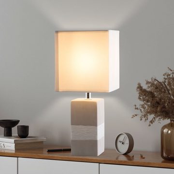 etc-shop LED Tischleuchte, Leuchtmittel nicht inklusive, Tischlampe Wohnzimmer Tischleuchte Keramik Nachttischlampe grau weiß