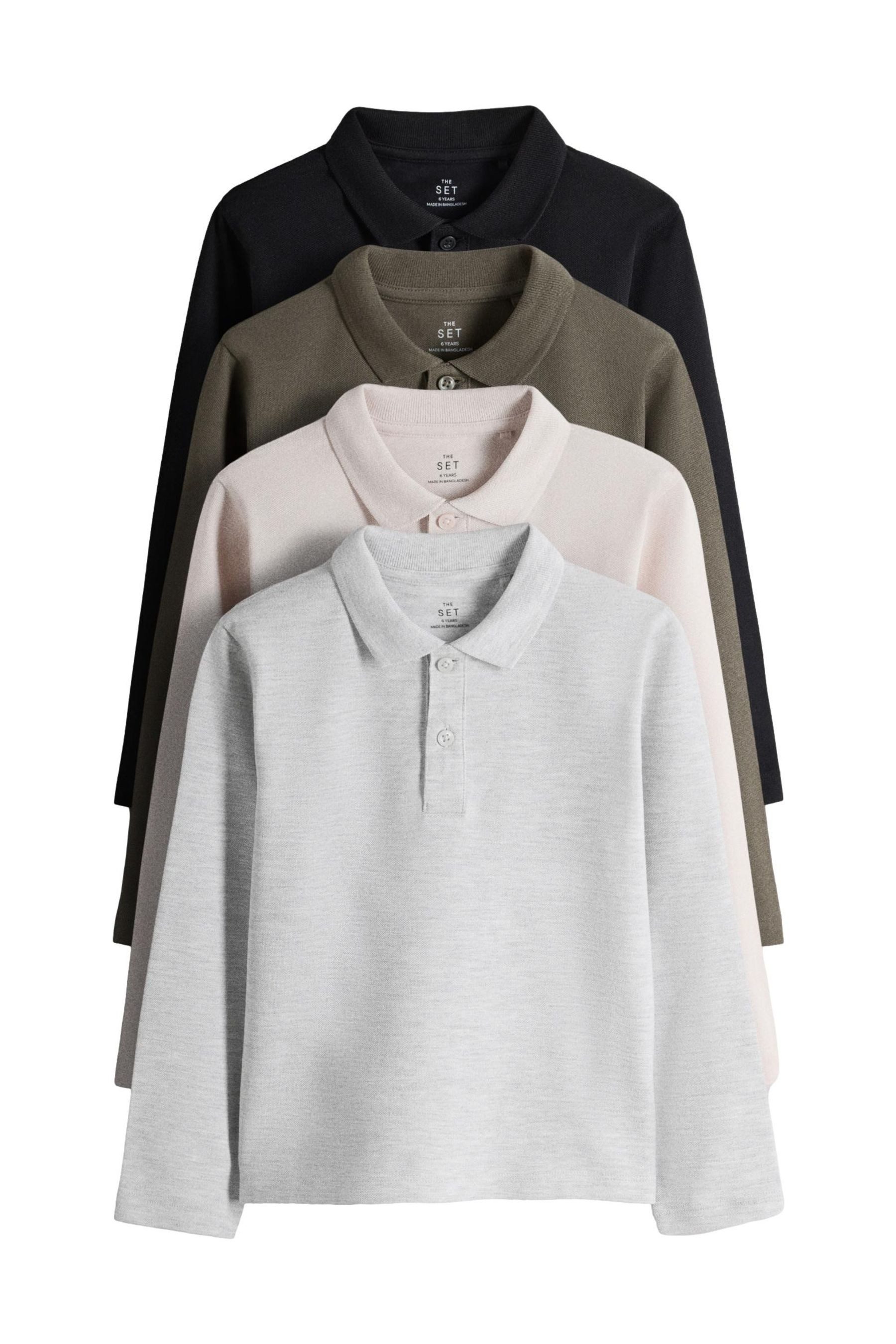 The Set T-Shirt The Set Langärmlige Piqué-Poloshirts, 4er-Pack (4-tlg)